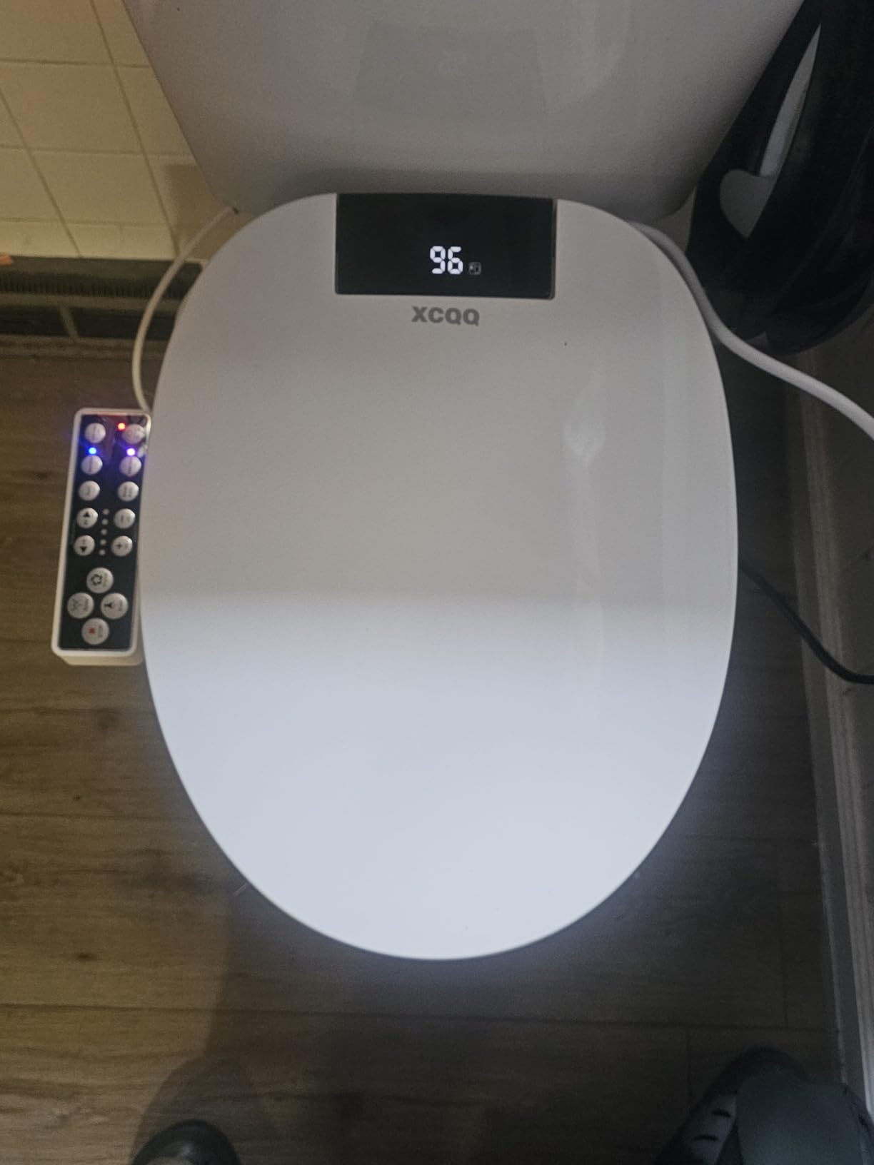 Bidet Toilet Seat Elongated, Unlimited Warm Water, Heated Toilet Seat, Warm Air Dryer, Rear and Feminine Washing, Soft Closed Toilet Lid, Night Light, Smart Toilet Seat with Bidet Requires Outlet Customer Review Bidet Toilet Seat Elongated, Unlimited Warm Water, Heated Toilet Seat, Warm Air Dryer, Rear and Feminine Washing, Soft Closed Toilet Lid, Night Light, Smart Toilet Seat with Bidet Requires Outlet - Customer Photo 1