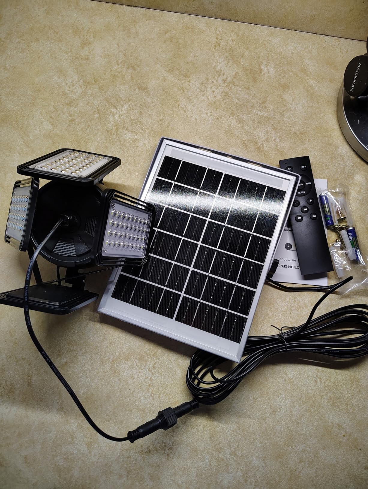 Solar Shed Light Outdoor Indoor Upgrade 1200LM 174LED 4 and 1 Heads Motion Sensor Pendant Light, Solar Lights with 5 Lighting Modes Remote Control IP65 Waterproof for Barn Patio Gazebo Shop Customer Review Solar Shed Light Outdoor Indoor Upgrade 1200LM 174LED 4 and 1 Heads Motion Sensor Pendant Light, Solar Lights with 5 Lighting Modes Remote Control IP65 Waterproof for Barn Patio Gazebo Shop - Customer Photo 1