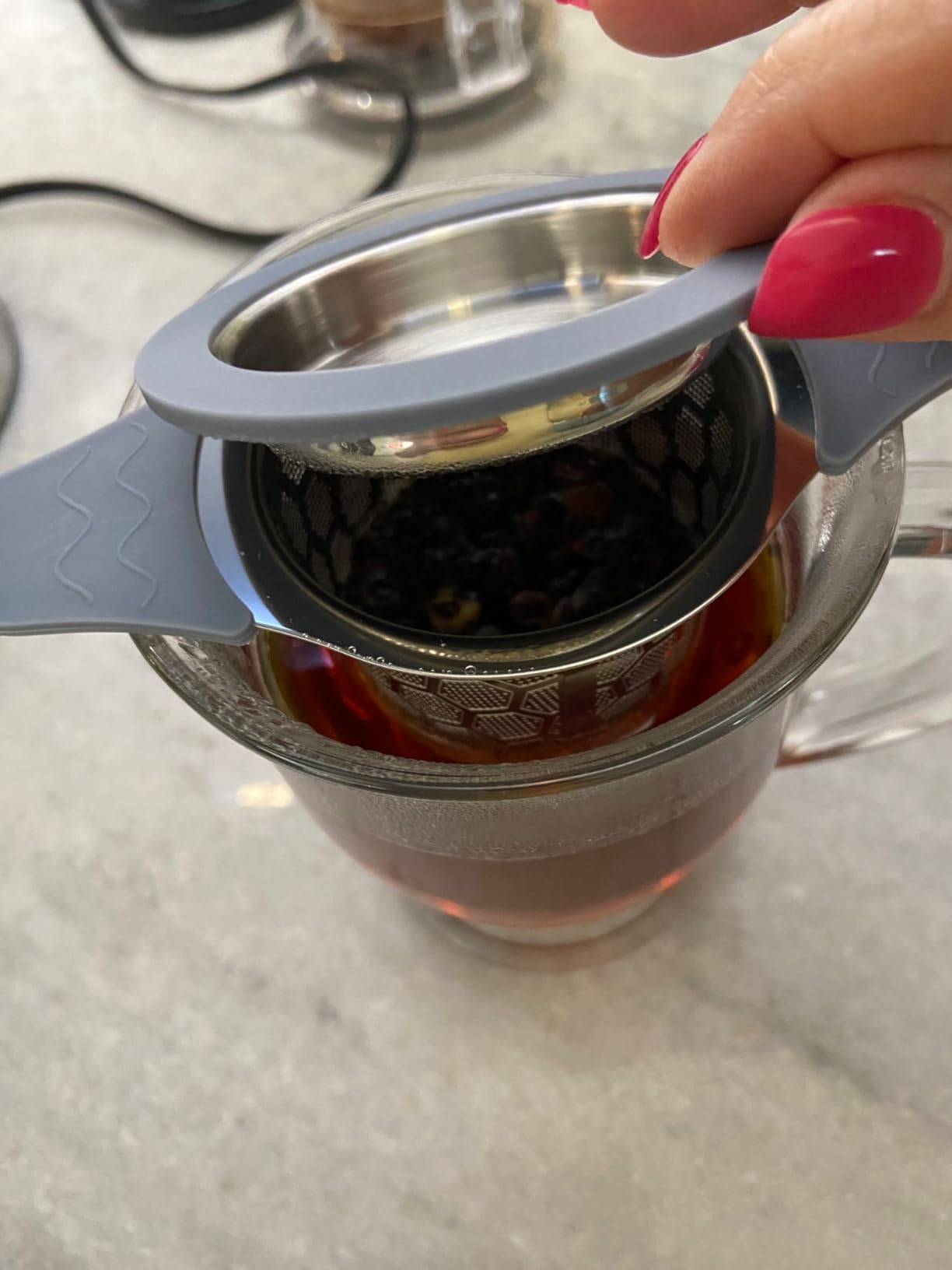 CTIANWXY Stainless Steel Tea Infuser with Heat Proof Silicone Handles Customer Review CTIANWXY Stainless Steel Tea Infuser with Heat Proof Silicone Handles - Customer Photo 1