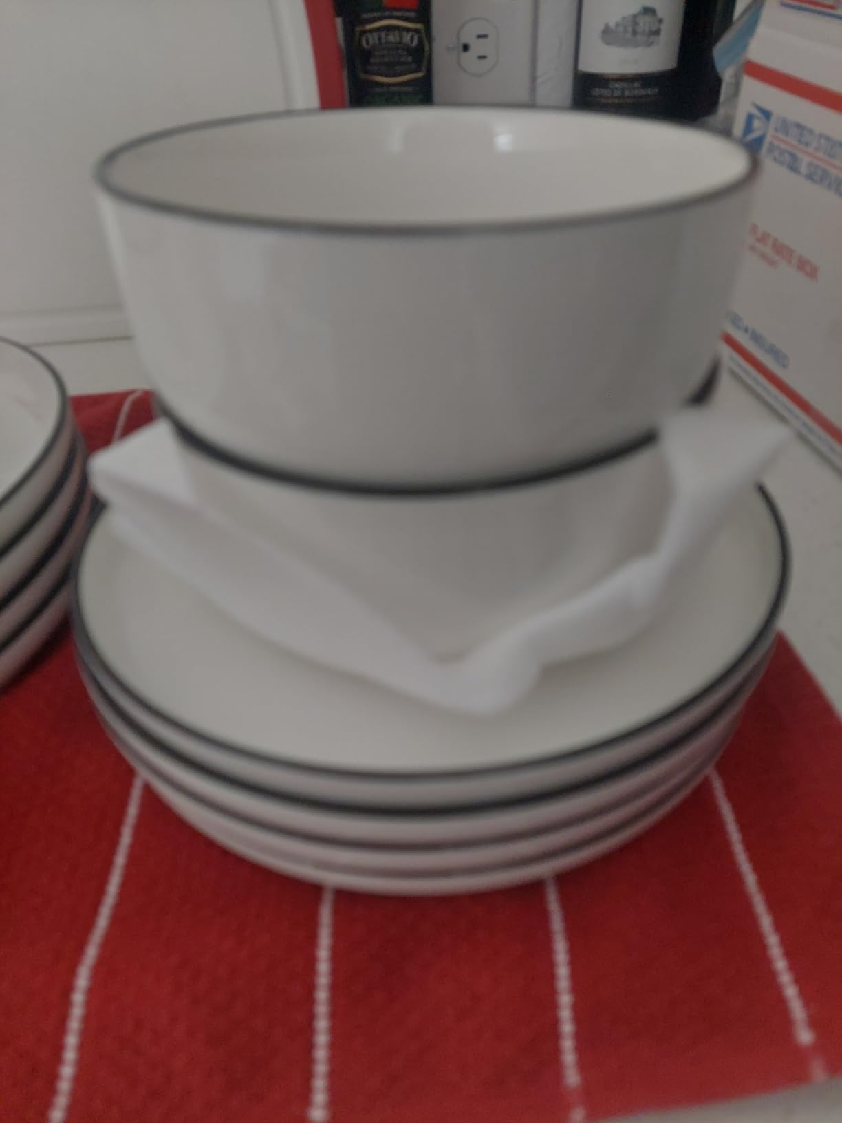 MALACASA Plates and Bowls Sets, 12 Pieces Modern Porcelain Dinnerware Set for 4 White Kitchen Dinner Dining Ware Set wtih Black Rim Ceramic Dishware Dishes Microwave and Dishwasher Safe, Series LUNA Customer Review MALACASA Plates and Bowls Sets, 12 Pieces Modern Porcelain Dinnerware Set for 4 White Kitchen Dinner Dining Ware Set wtih Black Rim Ceramic Dishware Dishes Microwave and Dishwasher Safe, Series LUNA - Customer Photo 1