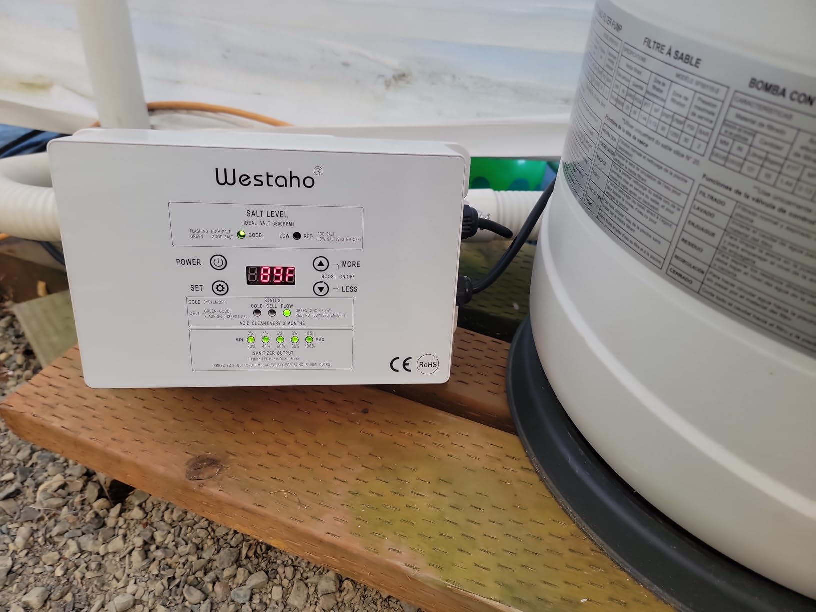 Saltwater Pool System, Westaho Salt Chlorine Generator with USA Titanium Cell for Above Ground Pools Up to 15,000 Gallons, Compatible with Intex Pool, IP 66 Waterproof Customer Review Saltwater Pool System, Westaho Salt Chlorine Generator with USA Titanium Cell for Above Ground Pools Up to 15,000 Gallons, Compatible with Intex Pool, IP 66 Waterproof - Customer Photo 2