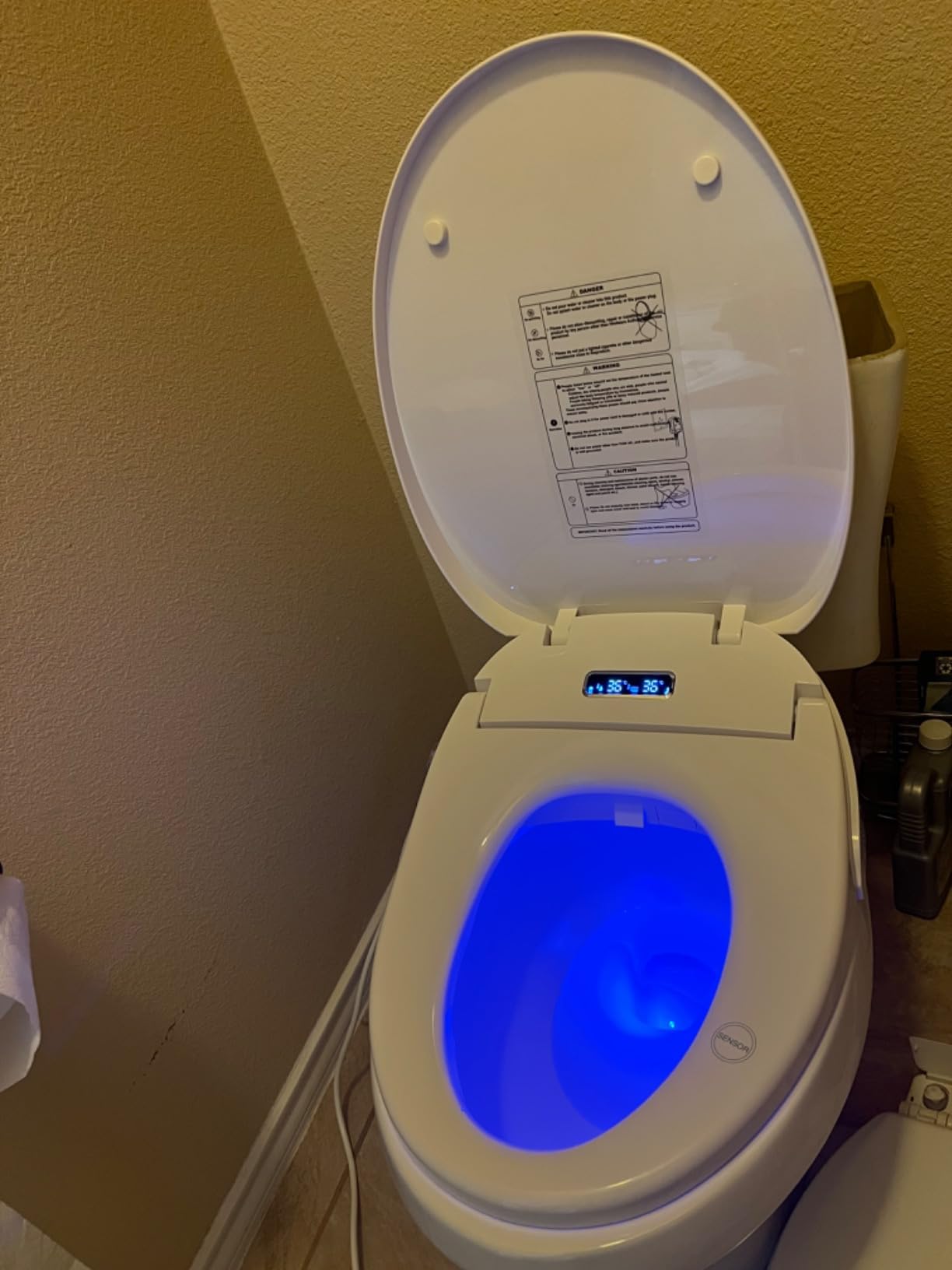 Electric Bidet Toilet Seat, Elongated V-shaped Heated Bidet with Dryer and Warm Water, Rear and Front Washing, Self-Clean Nozzle,Soft Close Toilet Seat with Remote Control, LED light and Deodorization Customer Review Electric Bidet Toilet Seat, Elongated V-shaped Heated Bidet with Dryer and Warm Water, Rear and Front Washing, Self-Clean Nozzle,Soft Close Toilet Seat with Remote Control, LED light and Deodorization - Customer Photo 2