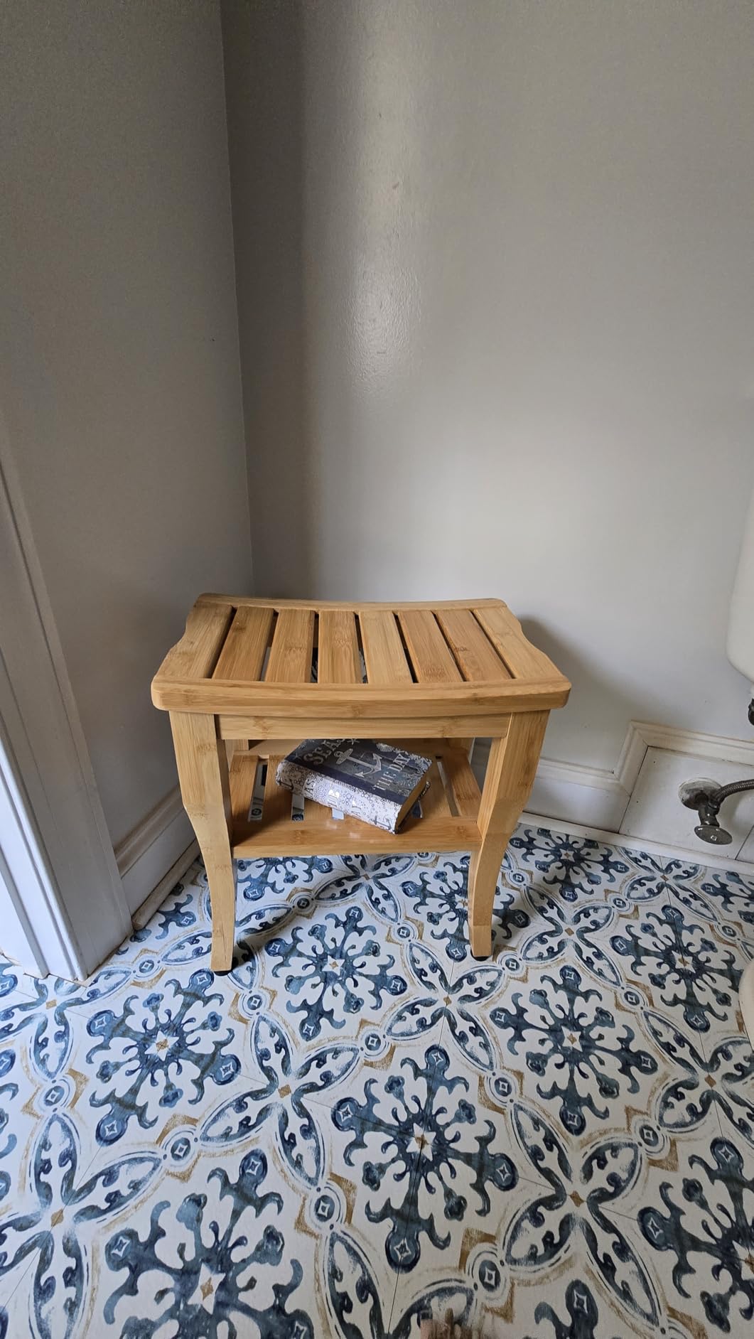 Bamboo Shower Bench Stool with Storage Shelf, Waterproof Shower Chair Spa Bath Seat, Shower Stool for Inside Shower, Bathroom Bench Seat for Adults Elderly Seniors for Indoor or Outdoor Use Customer Review Bamboo Shower Bench Stool with Storage Shelf, Waterproof Shower Chair Spa Bath Seat, Shower Stool for Inside Shower, Bathroom Bench Seat for Adults Elderly Seniors for Indoor or Outdoor Use - Customer Photo 2