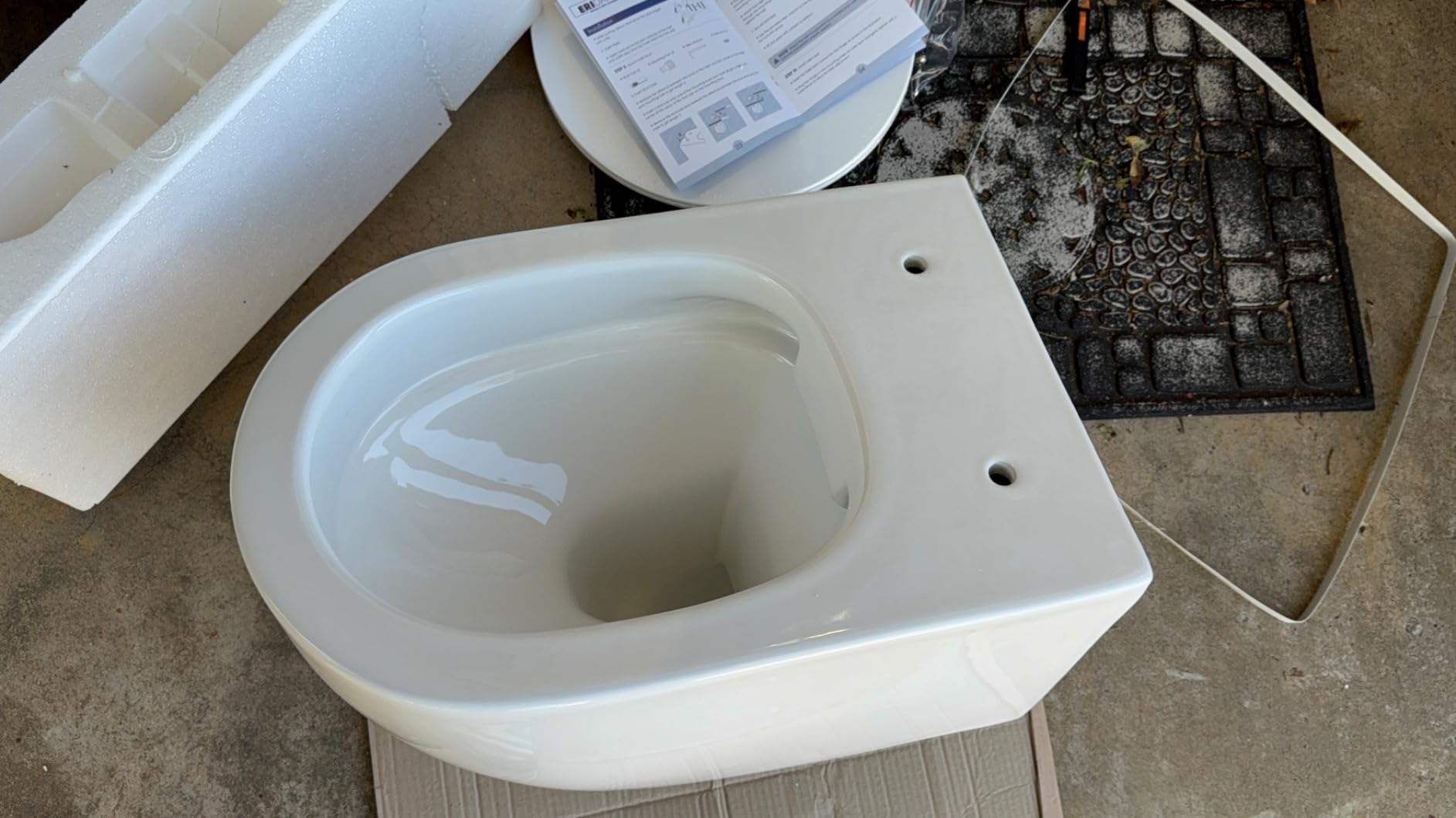 Wall Hung Toilet with Tank, Eridanus Wall Mounted Toilet Combo Set, In-Wall Toilet Tank Carrier, Dual-Flush Plate Included, Floating Toilet Bowl With Soft-Close Seat, Glossy White, 2 Separate Packages Customer Review Wall Hung Toilet with Tank, Eridanus Wall Mounted Toilet Combo Set, In-Wall Toilet Tank Carrier, Dual-Flush Plate Included, Floating Toilet Bowl With Soft-Close Seat, Glossy White, 2 Separate Packages - Customer Photo 1