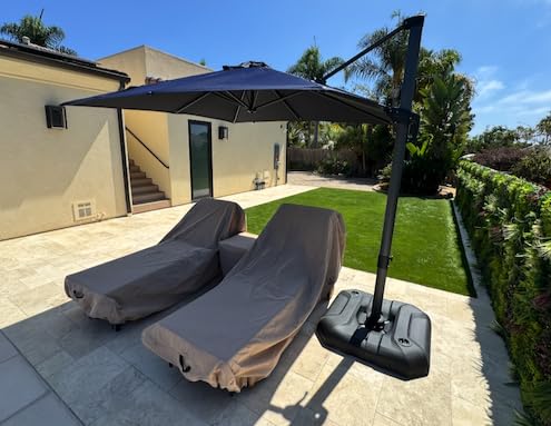 PURPLE LEAF 10 Feet Patio Umbrella Outdoor Cantilever Round Umbrella Aluminum Offset Umbrella with 360-degree Rotation for Garden Deck Pool Patio, White - Customer Photo 2