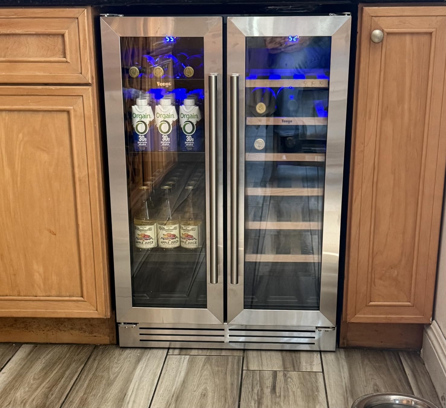 Yeego Wine Fridge Cooler - 24 Inch Wine Fridge Hold 47 Bottles, 40-65°F Wine Refrigerator Glass Door, Built in, Freestanding Under Counter Fridge for Beer Soda Drink Home Bar Office(5.12 Cu.ft) - Customer Photo 2