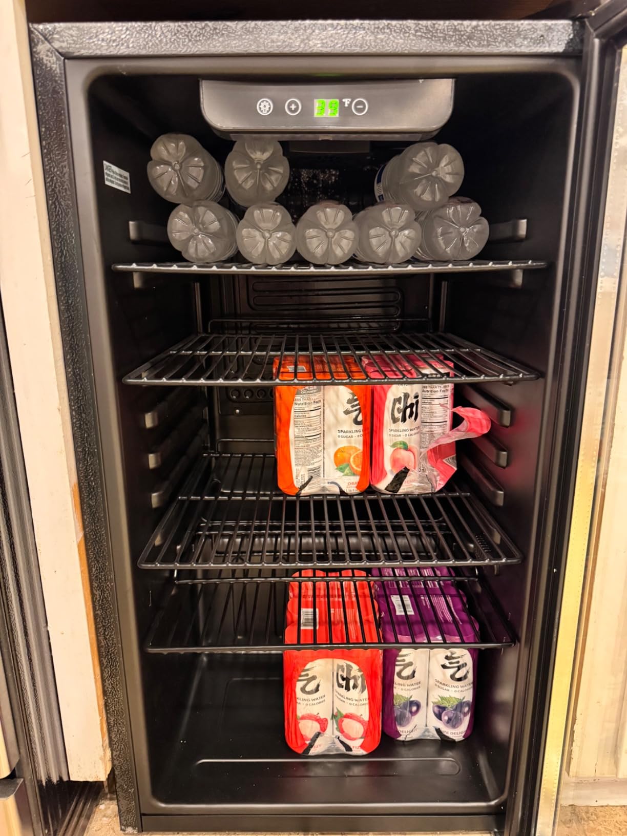 48 Can Beverage Refrigerator,12 Bottle Wine Cooler with Stainless Steel Glass Door, Digital Temperature Display, Countertop Mini Fridge for Soda, Wine or Beer, Silver Customer Review 48 Can Beverage Refrigerator,12 Bottle Wine Cooler with Stainless Steel Glass Door, Digital Temperature Display, Countertop Mini Fridge for Soda, Wine or Beer, Silver - Customer Photo 2