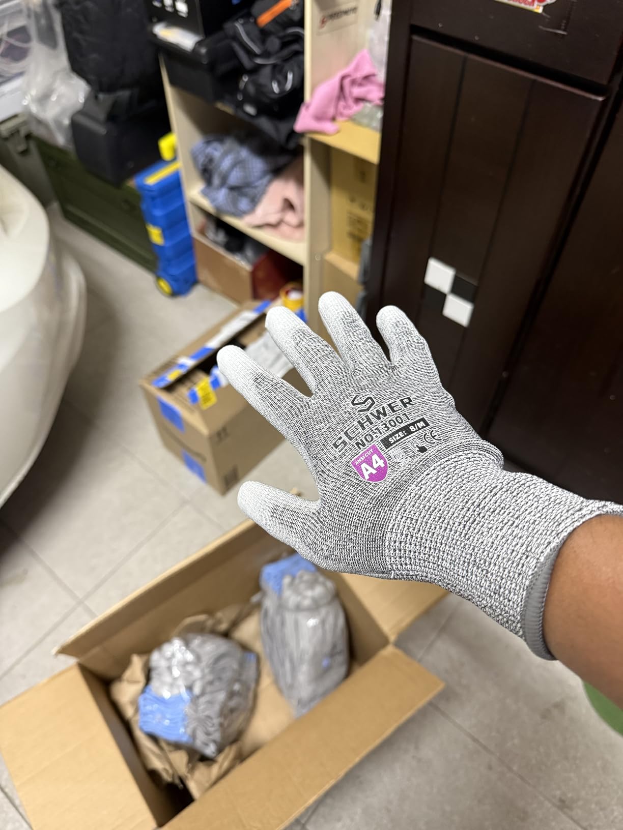 Schwer 12 Pairs ANSI A5 Cut Resistant Work Gloves, Cut Proof Gloves with PU Coating, Used for Metal Fabrication, WoodWorking, Construction, Non Slip, Durable, M, CR3088 Customer Review Schwer 12 Pairs ANSI A5 Cut Resistant Work Gloves, Cut Proof Gloves with PU Coating, Used for Metal Fabrication, WoodWorking, Construction, Non Slip, Durable, M, CR3088 - Customer Photo 1