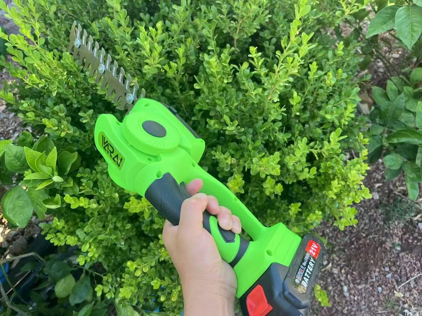 Cordless Hedge Trimmer, 2-in-1 Hedge Trimmer, Ultra Long Battery Life with Battery*2, high-Power and high-Capacity Grass Trimmer for Gardens, Yards and lawns, Including Charger Customer Review Cordless Hedge Trimmer, 2-in-1 Hedge Trimmer, Ultra Long Battery Life with Battery*2, high-Power and high-Capacity Grass Trimmer for Gardens, Yards and lawns, Including Charger - Customer Photo 1