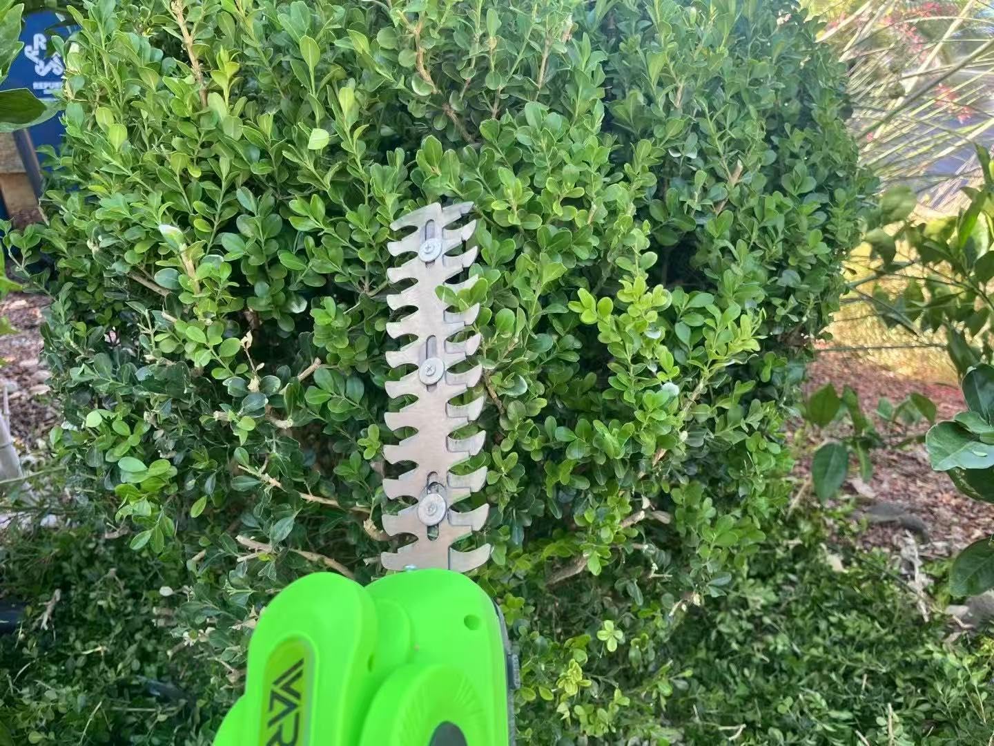 Cordless Hedge Trimmer, 2-in-1 Hedge Trimmer, Ultra Long Battery Life with Battery*2, high-Power and high-Capacity Grass Trimmer for Gardens, Yards and lawns, Including Charger Customer Review Cordless Hedge Trimmer, 2-in-1 Hedge Trimmer, Ultra Long Battery Life with Battery*2, high-Power and high-Capacity Grass Trimmer for Gardens, Yards and lawns, Including Charger - Customer Photo 2