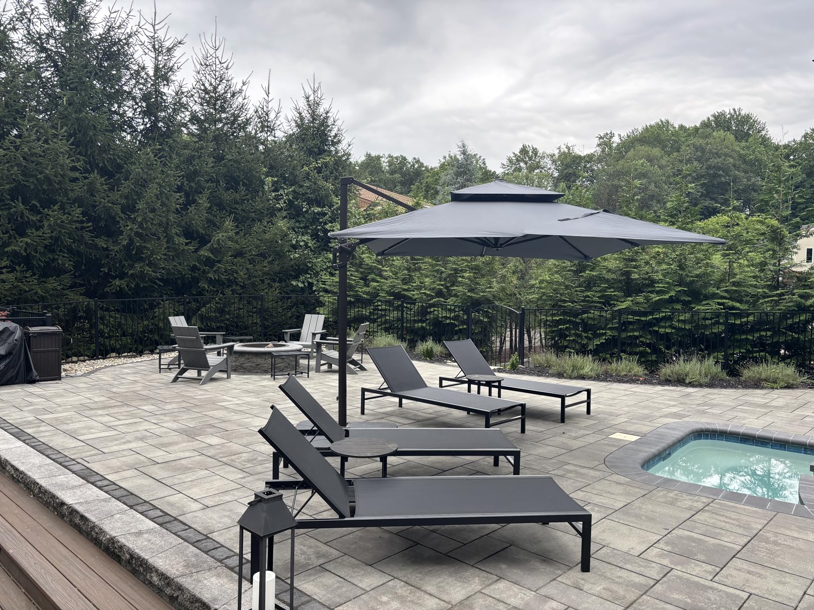 9' X 12' Cantilever Patio Umbrella Rectangular Outdoor Large Offset Umbrellas with 7 Tilts Adjustable 360°Rotation for Deck Pool Garden Backyard, Grey - Customer Photo 1