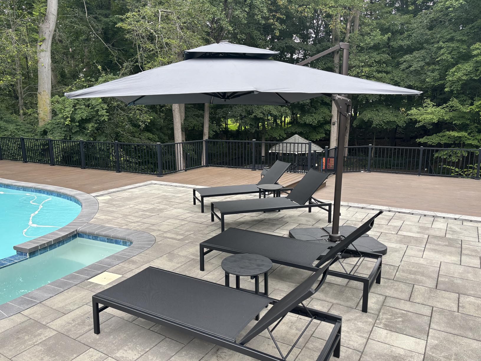 9' X 12' Cantilever Patio Umbrella Rectangular Outdoor Large Offset Umbrellas with 7 Tilts Adjustable 360°Rotation for Deck Pool Garden Backyard, Grey - Customer Photo 2