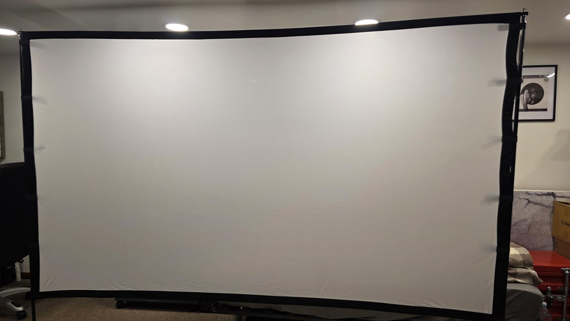 Outdoor Projector Screen with Stand - 120 inch Portable Projector Screens Indoor Outdoor Projector Screen 16:9 4K HD Outdoor Movie Screen with Carry Bag,Enioy Home Theater Projection Screen. Customer Review Outdoor Projector Screen with Stand - 120 inch Portable Projector Screens Indoor Outdoor Projector Screen 16:9 4K HD Outdoor Movie Screen with Carry Bag,Enioy Home Theater Projection Screen. - Customer Photo 1
