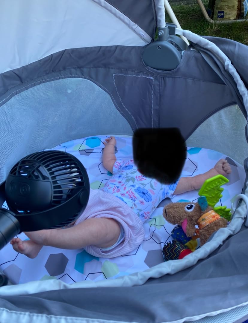 Portable Stroller Fan, 4000mAh Rechargeable Clip on Baby Fan 25H Battery Life, Head Detachable 360° Rotate Mini Fans, 4 Speed Personal Fans with Night Light for Car Seat Crib Bike Treadmill, Black Customer Review Portable Stroller Fan, 4000mAh Rechargeable Clip on Baby Fan 25H Battery Life, Head Detachable 360° Rotate Mini Fans, 4 Speed Personal Fans with Night Light for Car Seat Crib Bike Treadmill, Black - Customer Photo 1