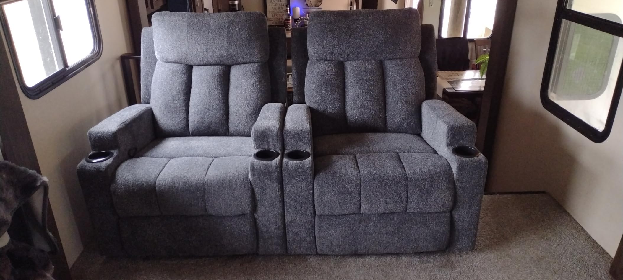 Phoenix Home Manual Recliner Chair with Massage and Heat Ergonomic Overstuffed Breathable Fabric Reclining Chair with 2 Side Pockets, 2 Cup Holders, Remote Control, Living Room, Bedroom, Gray Customer Review Photo Phoenix Home Manual Recliner Chair with Massage and Heat Ergonomic Overstuffed Breathable Fabric Reclining Chair with 2 Side Pockets, 2 Cup Holders, Remote Control, Living Room, Bedroom, Gray - Customer Photo 1