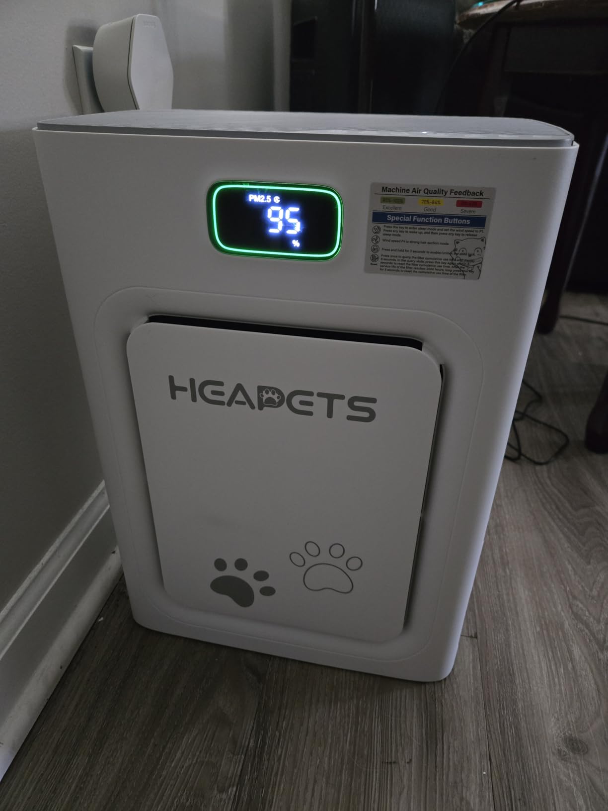 Pet Air Purifier for Home Large Room up to 2500 sq ft, H13 HEPA Double-Sided Air Filter Washable, Air Cleaner for Pet Hair Dander Odor Allergies Pollutant, PM2.5 Air Quality Monitor, Auto Mode, Grey Customer Review Pet Air Purifier for Home Large Room up to 2500 sq ft, H13 HEPA Double-Sided Air Filter Washable, Air Cleaner for Pet Hair Dander Odor Allergies Pollutant, PM2.5 Air Quality Monitor, Auto Mode, Grey - Customer Photo 1