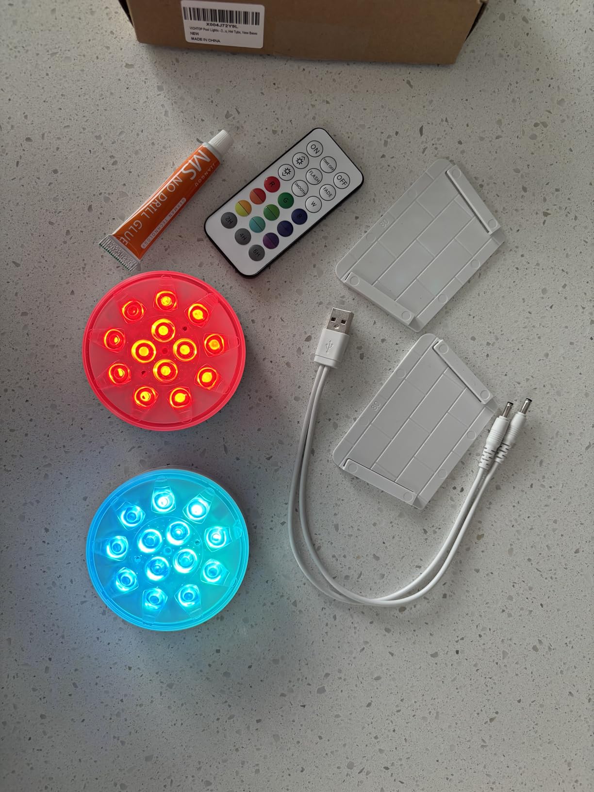 Pool Lights - 2 Pack, Rechargeable Submersible LED Pool Lights with Remote, IP68 Waterproof Pool Decor Light for Inground Pools, Above Ground Pools, Parties, Hot Tubs, Vase Bases Customer Review Pool Lights - 2 Pack, Rechargeable Submersible LED Pool Lights with Remote, IP68 Waterproof Pool Decor Light for Inground Pools, Above Ground Pools, Parties, Hot Tubs, Vase Bases - Customer Photo 1