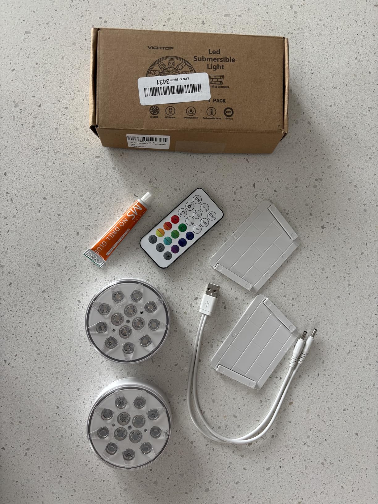 Pool Lights - 2 Pack, Rechargeable Submersible LED Pool Lights with Remote, IP68 Waterproof Pool Decor Light for Inground Pools, Above Ground Pools, Parties, Hot Tubs, Vase Bases Customer Review Pool Lights - 2 Pack, Rechargeable Submersible LED Pool Lights with Remote, IP68 Waterproof Pool Decor Light for Inground Pools, Above Ground Pools, Parties, Hot Tubs, Vase Bases - Customer Photo 2