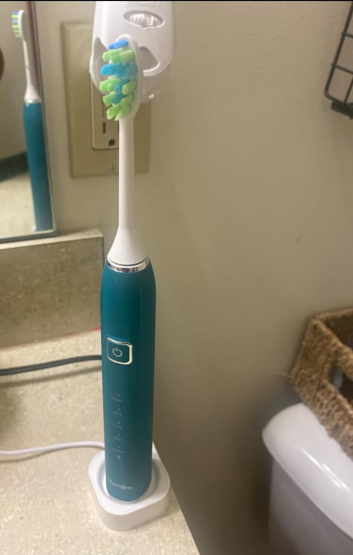7AM2M Sonic Electric Toothbrush with 6 Brush Heads for Adults&Kids, One Charge for 120 Days, Wireless Fast Charge, 5 Modes, 40000VPM Powered Toothbrush, 2 Minutes Built in Smart Timer -Pink Customer Review 7AM2M Sonic Electric Toothbrush with 6 Brush Heads for Adults&Kids, One Charge for 120 Days, Wireless Fast Charge, 5 Modes, 40000VPM Powered Toothbrush, 2 Minutes Built in Smart Timer -Pink - Customer Photo 1