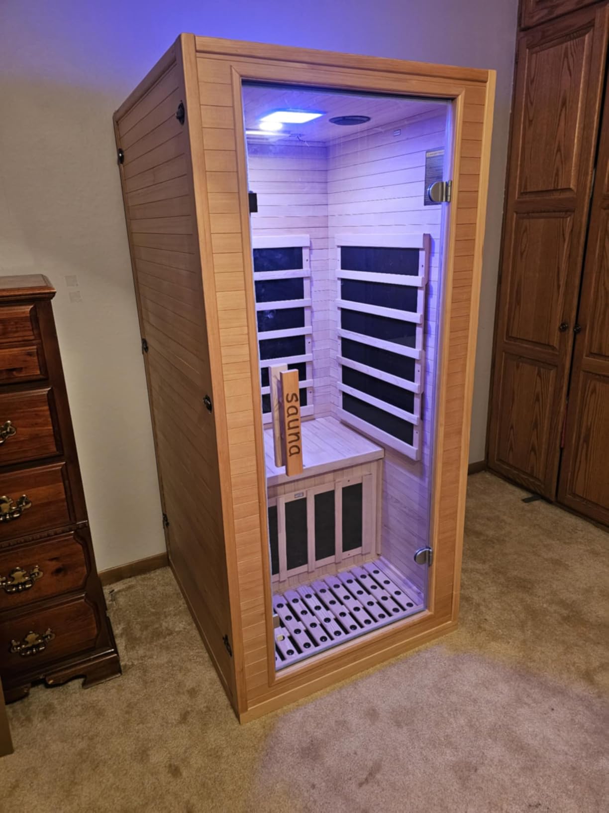 1350W Far Infrared Home Sauna, Energy-Efficient Fast-Heating Indoor Sauna Room with Bluetooth & 7-Color Therapy Customer Review 1350W Far Infrared Home Sauna, Energy-Efficient Fast-Heating Indoor Sauna Room with Bluetooth & 7-Color Therapy - Customer Photo 1