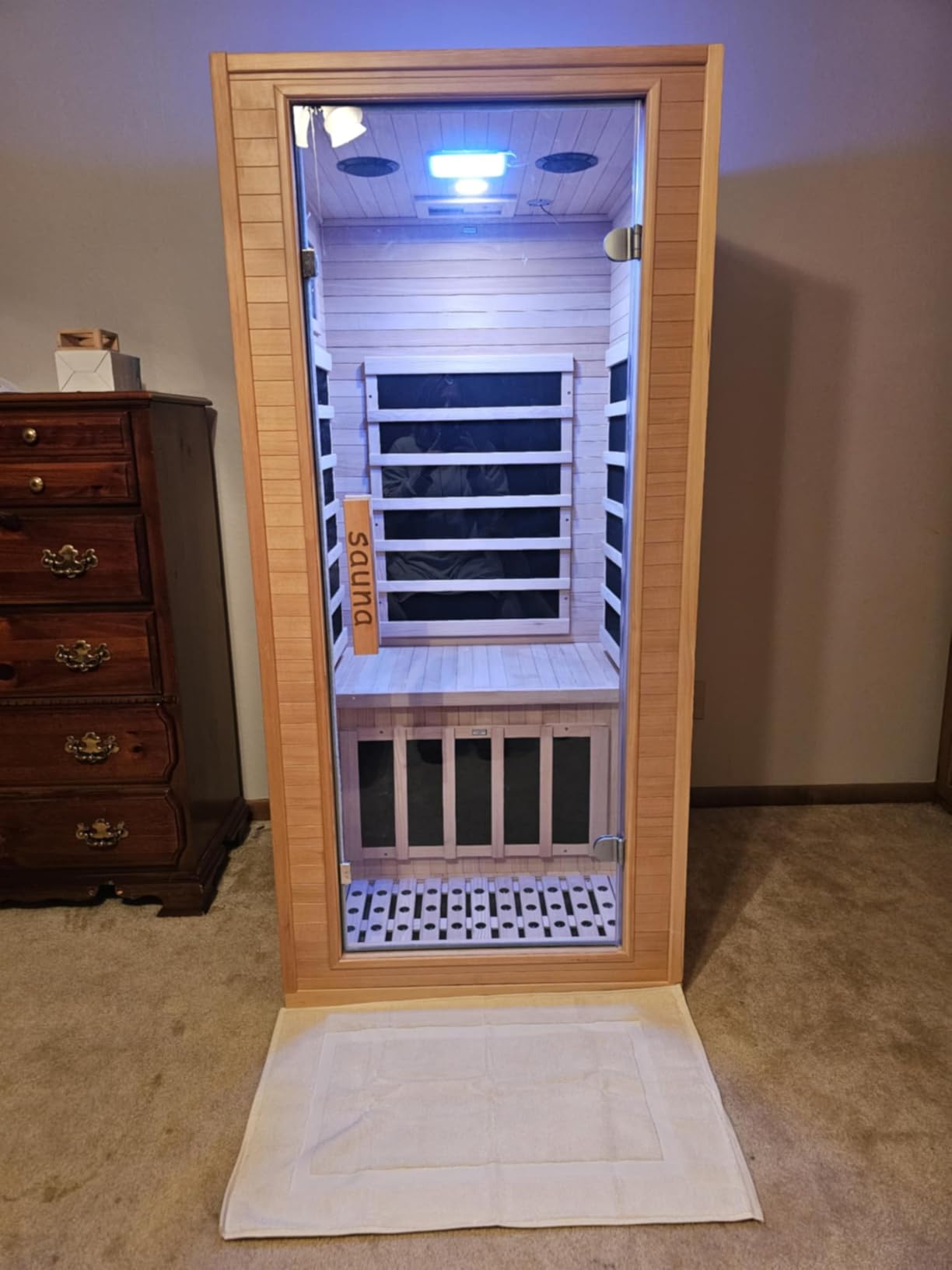 1350W Far Infrared Home Sauna, Energy-Efficient Fast-Heating Indoor Sauna Room with Bluetooth & 7-Color Therapy Customer Review 1350W Far Infrared Home Sauna, Energy-Efficient Fast-Heating Indoor Sauna Room with Bluetooth & 7-Color Therapy - Customer Photo 2