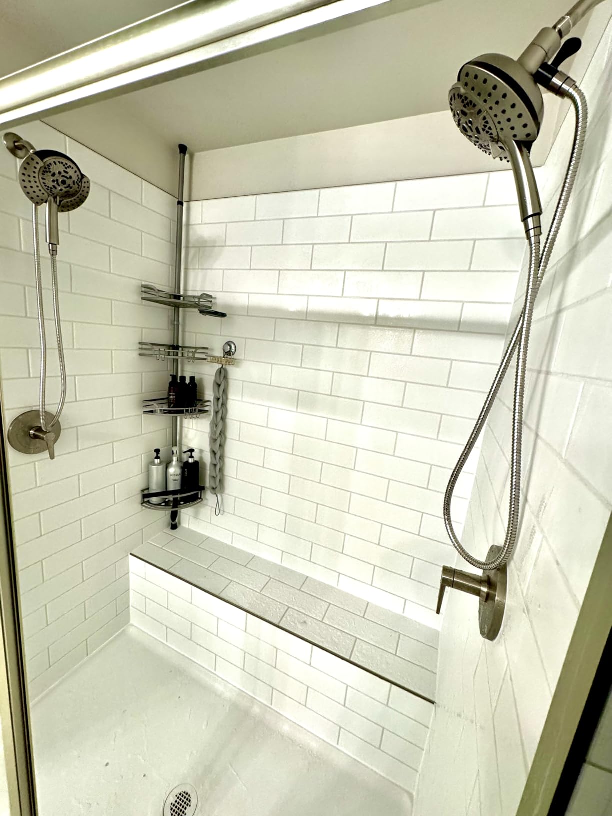 HAMITOR Shower Caddy Tension Pole:4-Tier Rustproof Bathroom Corner Shelf for Renters - 47-121inches Adjustable Bathtub Organizer with Soap Holder-large capacity rack for Shampoo Storage Home Accessory Customer Review HAMITOR Shower Caddy Tension Pole:4-Tier Rustproof Bathroom Corner Shelf for Renters - 47-121inches Adjustable Bathtub Organizer with Soap Holder-large capacity rack for Shampoo Storage Home Accessory - Customer Photo 2
