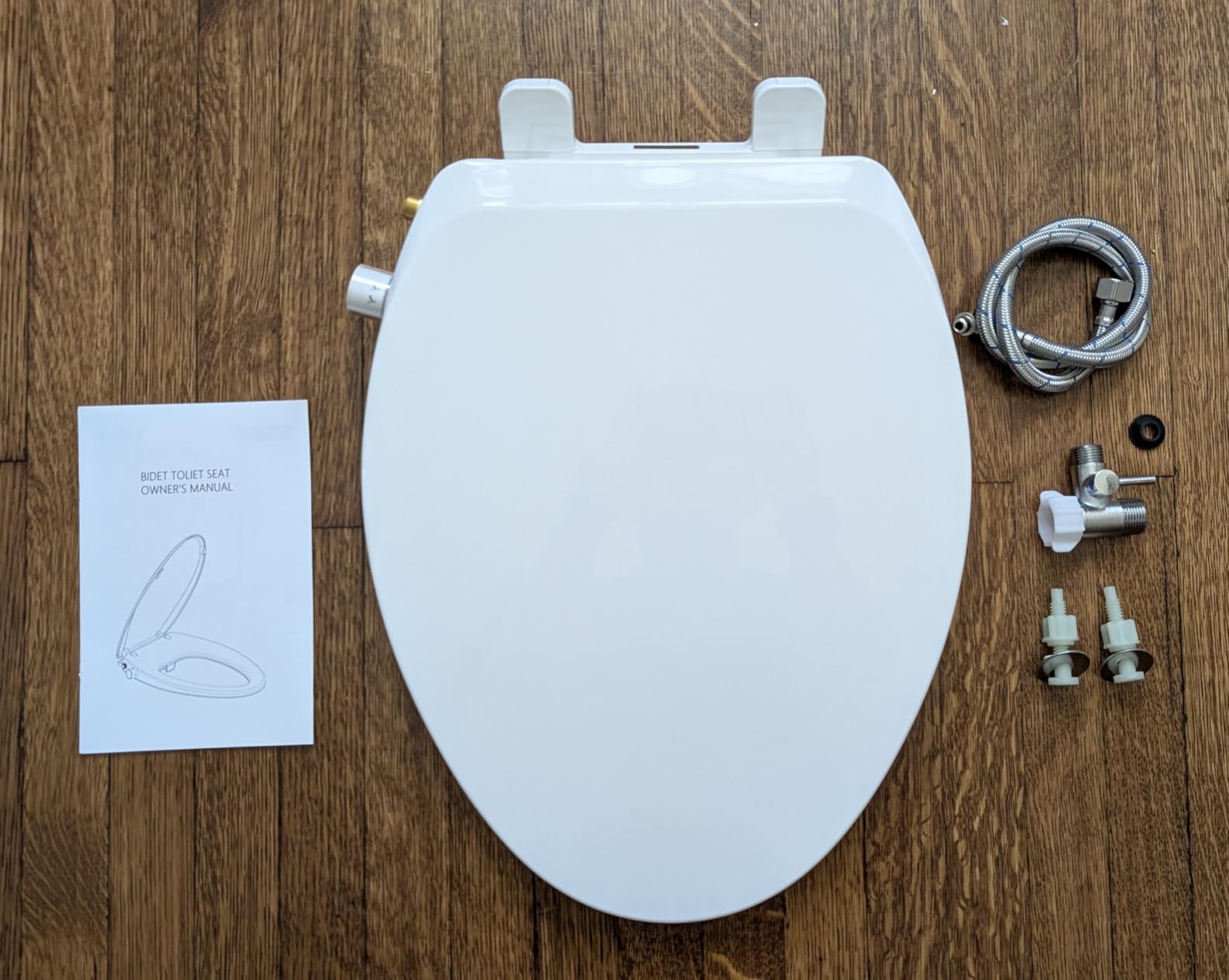 Elongated Bidet Toilet Seat – Non-Electric, Slow-Close Lid, Adjustable Water Pressure, Self-Cleaning Dual Nozzles for Frontal & Rear Wash – Hygienic Fresh Water Bidet Seat with Brass Inlet (Elongated) Customer Review Elongated Bidet Toilet Seat – Non-Electric, Slow-Close Lid, Adjustable Water Pressure, Self-Cleaning Dual Nozzles for Frontal & Rear Wash – Hygienic Fresh Water Bidet Seat with Brass Inlet (Elongated) - Customer Photo 1