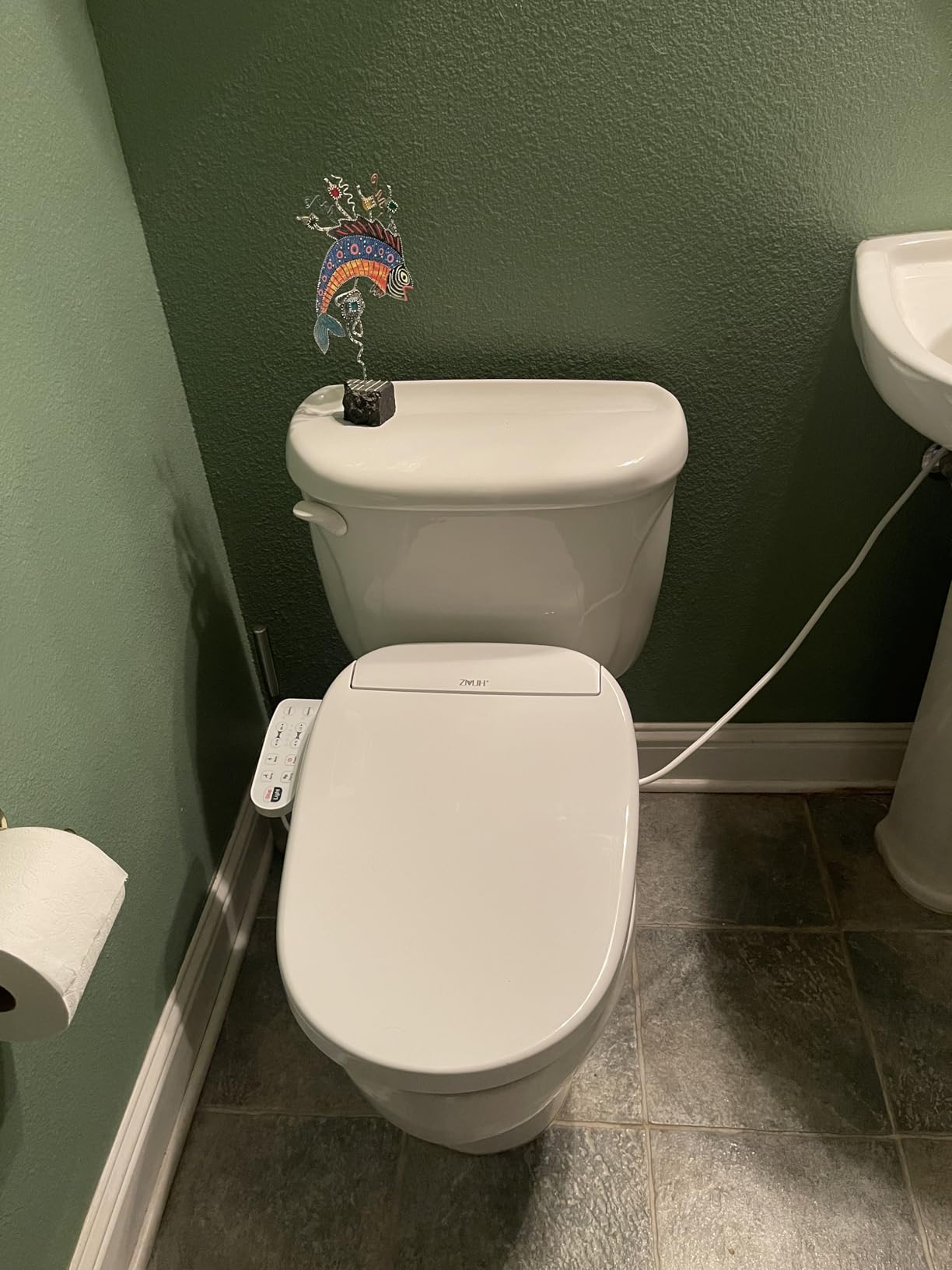 ZMJH 236 Smart Bidet Toilet Seat Elongated - Endless Warm Water, Heated Seat & Vortex Wash, Dual Front/Rear Cleaning, Warm Air Dryer, LED Night Light, Electric-Powered (Elongated) Customer Review Image ZMJH 236 Smart Bidet Toilet Seat Elongated - Endless Warm Water, Heated Seat & Vortex Wash, Dual Front/Rear Cleaning, Warm Air Dryer, LED Night Light, Electric-Powered (Elongated) - Customer Photo 1