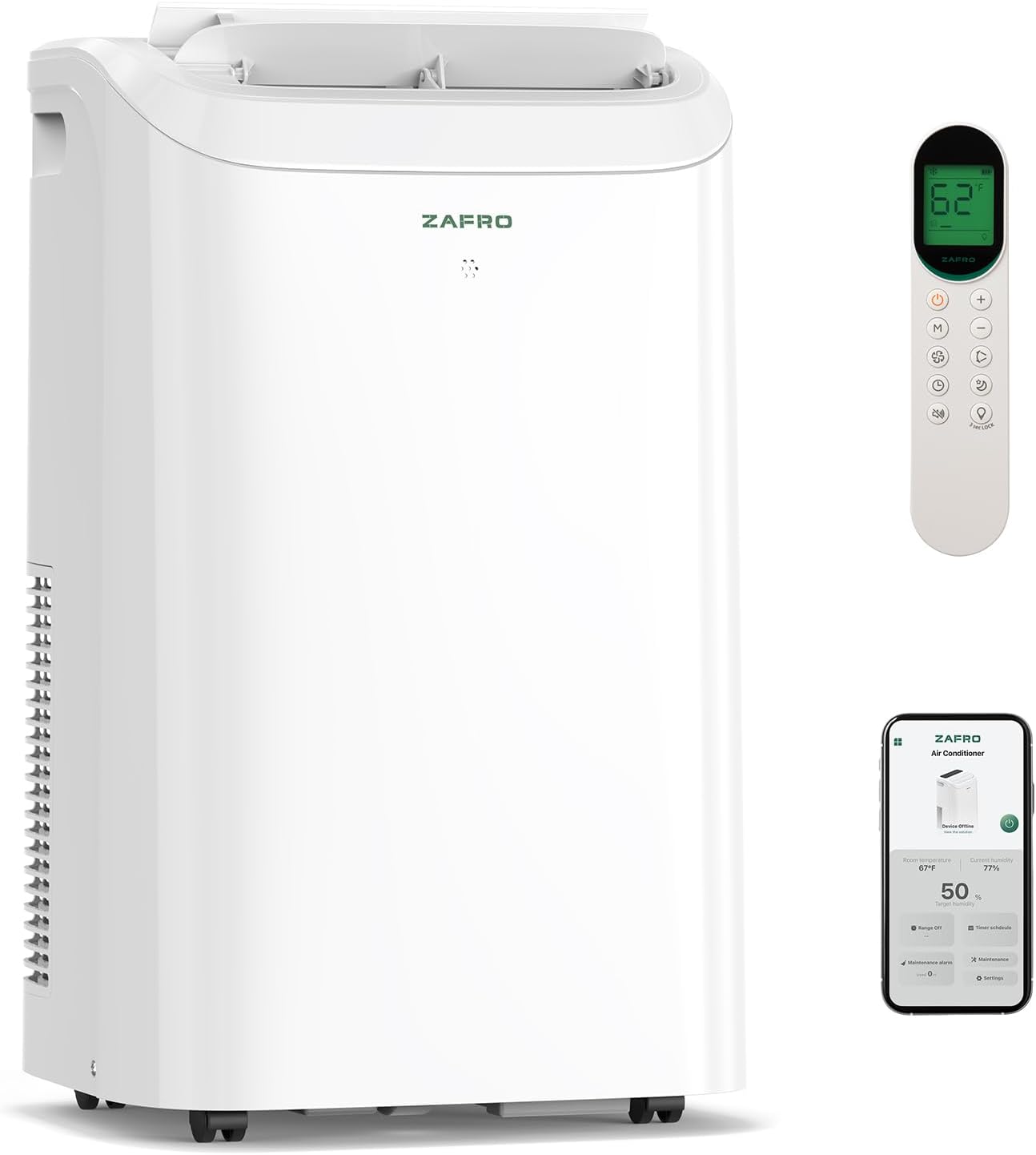 ZAFRO Portable Air Conditioner 14,000 BTU (10,000 BTU SACC), 46dB-Quiet Cooling, WiFi/App Control, 24H Timer with Fan & Dehumidifier, Easy Installation for Bedroom, Office, Living Room Customer Review ZAFRO Portable Air Conditioner 14,000 BTU (10,000 BTU SACC), 46dB-Quiet Cooling, WiFi/App Control, 24H Timer with Fan & Dehumidifier, Easy Installation for Bedroom, Office, Living Room - Customer Photo 1
