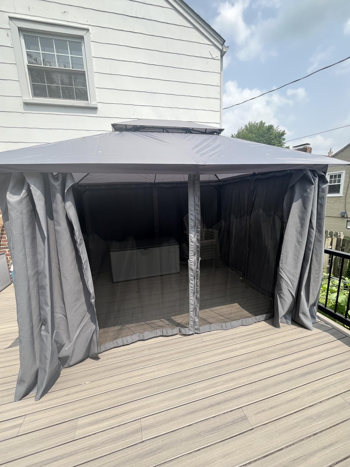 AOXUN Outdoor Gazebo for Patio 10x12, Metal Frame Canopy with Double Roofs, Heavy Duty Party Tent and Shelter with Mosquito Netting and Privacy Screen for Backyard, Lawn, Garden, Deck Customer Review AOXUN Outdoor Gazebo for Patio 10x12, Metal Frame Canopy with Double Roofs, Heavy Duty Party Tent and Shelter with Mosquito Netting and Privacy Screen for Backyard, Lawn, Garden, Deck - Customer Photo 1