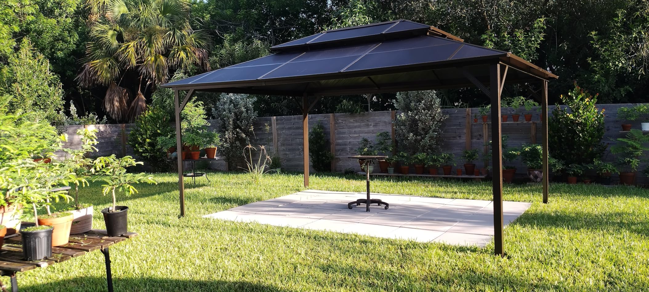 Aoxun 12'x16' Hardtop Gazebo, Aluminum Frame Permanent Pavilion with Netting and Curtains, Outdoor Polycarbonate Double Roof Canopy, Designed for Lawn, Garden, Patio Customer Review Aoxun 12'x16' Hardtop Gazebo, Aluminum Frame Permanent Pavilion with Netting and Curtains, Outdoor Polycarbonate Double Roof Canopy, Designed for Lawn, Garden, Patio - Customer Photo 1