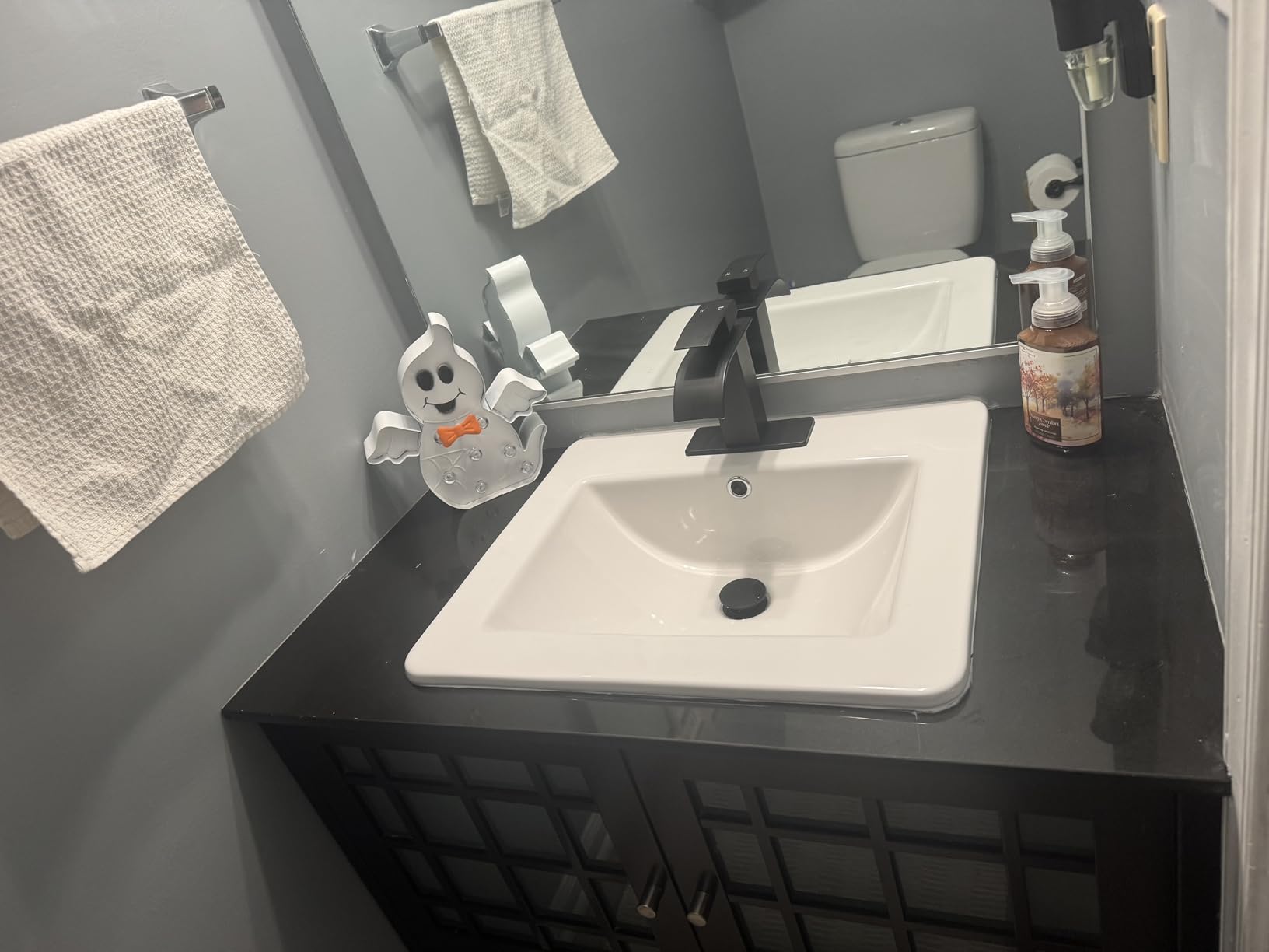 Matte Black Bathroom Faucets, Waterfall Bathroom Sink Faucet Modern Single Handle Bathroom Faucte 1 or 3 Hole, RV Mixer Tap Vanity Faucet - Includes Pop-up Drain Supply Hoses Deck Plate Customer Review Matte Black Bathroom Faucets, Waterfall Bathroom Sink Faucet Modern Single Handle Bathroom Faucte 1 or 3 Hole, RV Mixer Tap Vanity Faucet - Includes Pop-up Drain Supply Hoses Deck Plate - Customer Photo 1