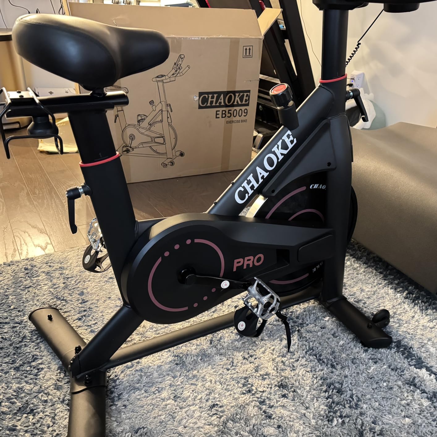 Exercise Bike, CHAOKE Quiet Magnetic Resistance 300LB Capacity Stationary Bike for Home with App Compatible, Indoor Bike with Comfortable Seat and Digital Display Customer Review Exercise Bike, CHAOKE Quiet Magnetic Resistance 300LB Capacity Stationary Bike for Home with App Compatible, Indoor Bike with Comfortable Seat and Digital Display - Customer Photo 2