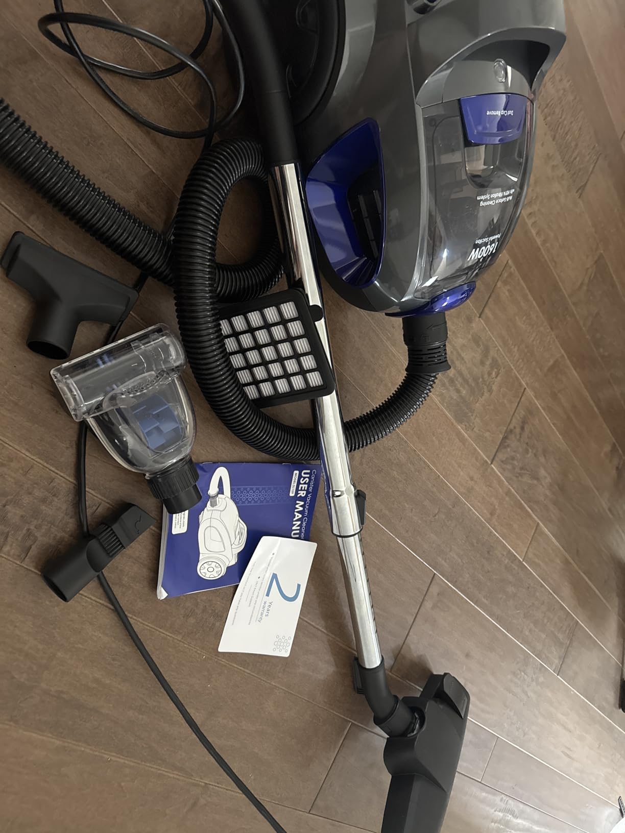Canister Vacuum Cleaner, 32Kpa 1600W Cyclon Power, Dust Full Indicator, Double HEPA Filters, 3.7Qt Large Capacity, Lightweight Vac for Hard Floors, Carpets, Pet Hair, Pink Customer Review Canister Vacuum Cleaner, 32Kpa 1600W Cyclon Power, Dust Full Indicator, Double HEPA Filters, 3.7Qt Large Capacity, Lightweight Vac for Hard Floors, Carpets, Pet Hair, Pink - Customer Photo 1