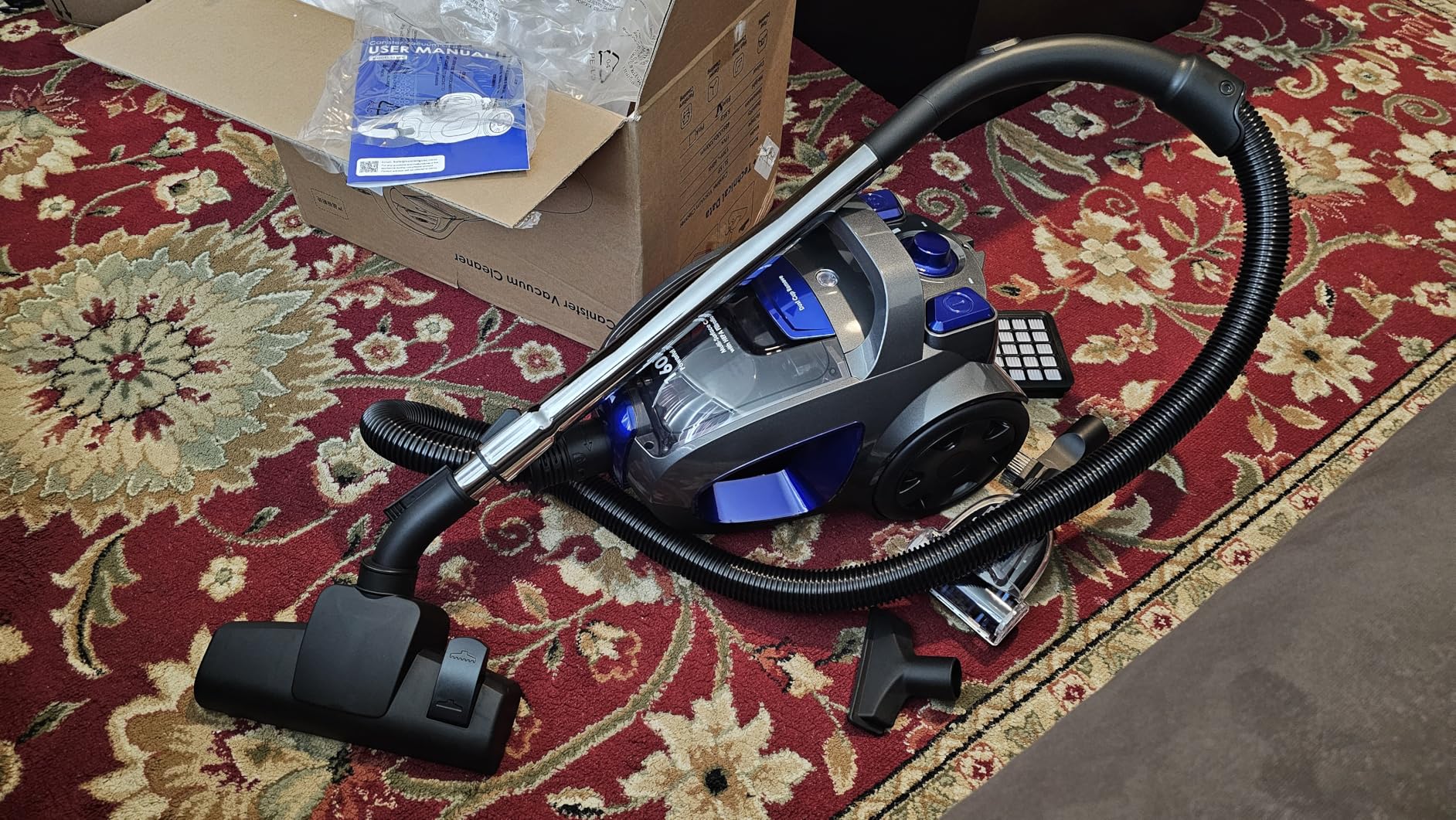 Canister Vacuum Cleaner, 32Kpa 1600W Cyclon Power, Dust Full Indicator, Double HEPA Filters, 3.7Qt Large Capacity, Lightweight Vac for Hard Floors, Carpets, Pet Hair, Pink Customer Review Canister Vacuum Cleaner, 32Kpa 1600W Cyclon Power, Dust Full Indicator, Double HEPA Filters, 3.7Qt Large Capacity, Lightweight Vac for Hard Floors, Carpets, Pet Hair, Pink - Customer Photo 2