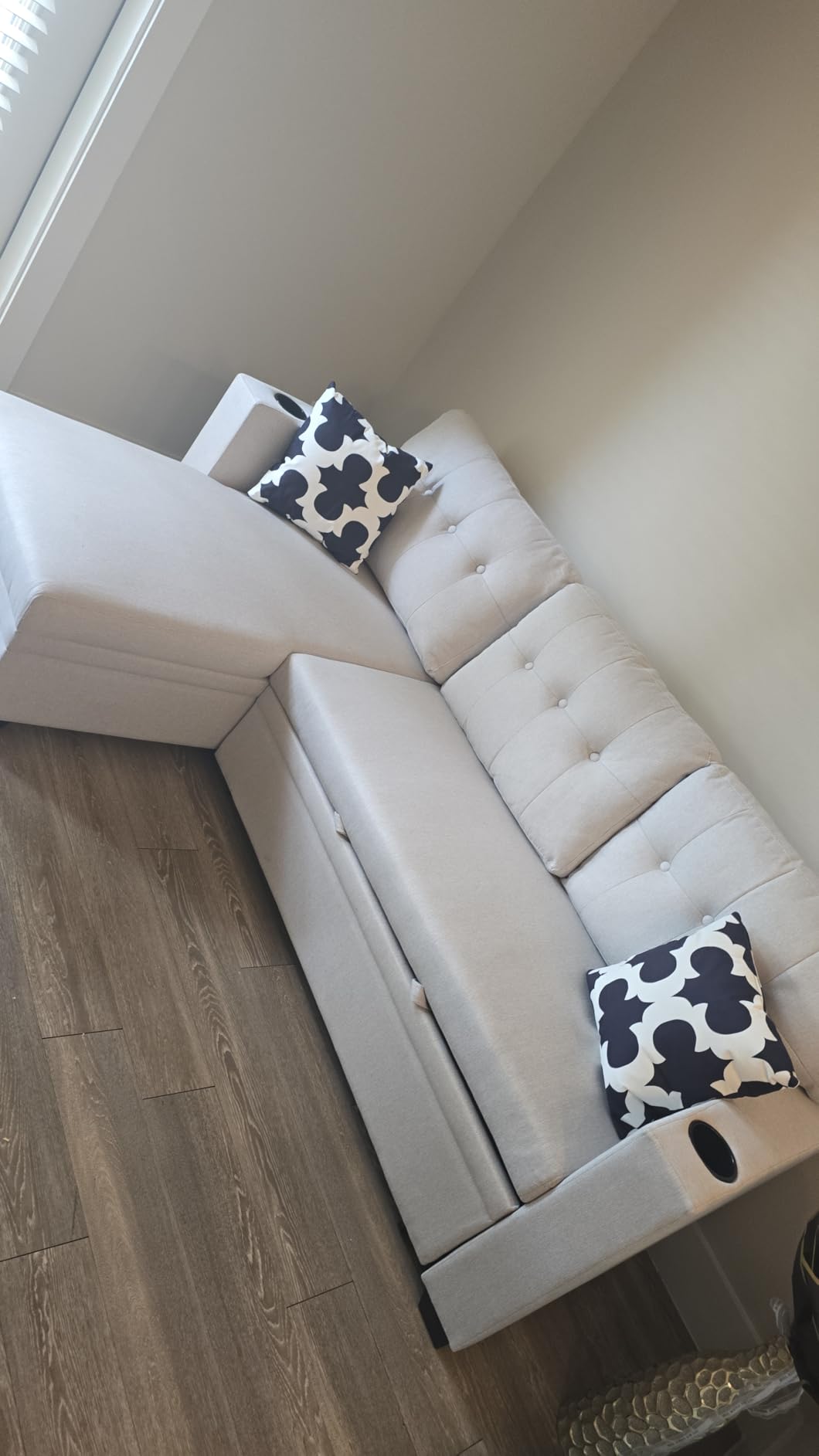 Ball & Cast L-Shape Reversible Sectional Sleeper Sofa Bed 4 in 1 Pull Out Couch with Storage Chaise & Removable Back Cushions,Convertible Sleeper Corner Couch Pull-Out Sofa Bed for Living Room,Office Customer Review Ball & Cast L-Shape Reversible Sectional Sleeper Sofa Bed 4 in 1 Pull Out Couch with Storage Chaise & Removable Back Cushions,Convertible Sleeper Corner Couch Pull-Out Sofa Bed for Living Room,Office - Customer Photo 1