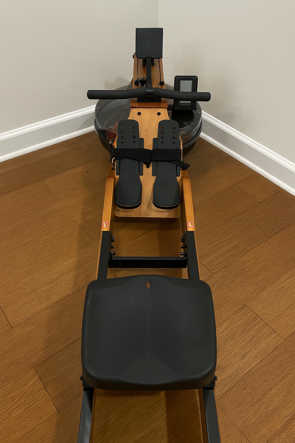 WENOKER Wooden Foldable Rower Machine with Adjustable Monitor & Bluetooth APP, Large Water Tank & Comfortable Seat for Immersive Water Rower, 350LBS Weight Capacity - Customer Photo 1