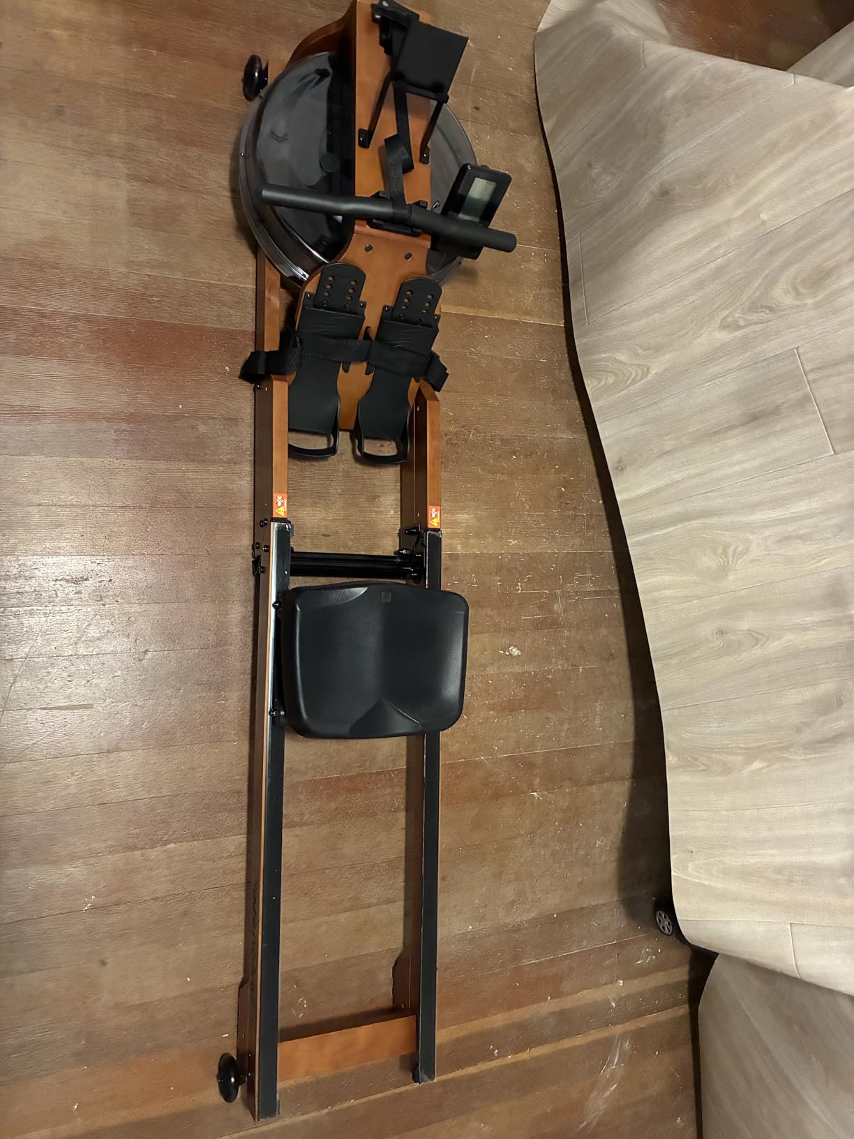 WENOKER Wooden Foldable Rower Machine with Adjustable Monitor & Bluetooth APP, Large Water Tank & Comfortable Seat for Immersive Water Rower, 350LBS Weight Capacity - Customer Photo 2