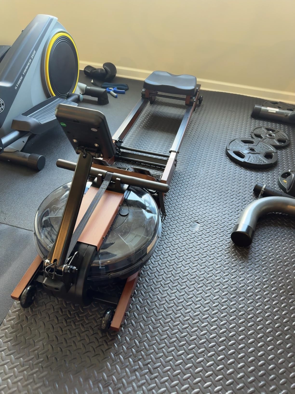 Dripex Water Rowing Machines for Home Use, Foldable Row Machine with 400LBS Weight Capacity, Rower Machine with Dedicated LCD Monitor, Comfortable Seat, Bluetooth App Compatible for Home Gym Exercise - Customer Photo 2