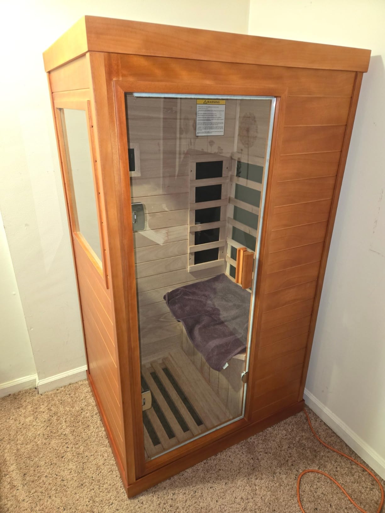Outdoor Sauna 4 Person Infrared Saunas Outdoor Dry Sauna Room Wood Wooden Sauna Canadian Fir Red Cedar Low EMF 2600W/240V with Oxygen Bar, 7 Color Light, Control Panel, Speaker - Customer Photo 1