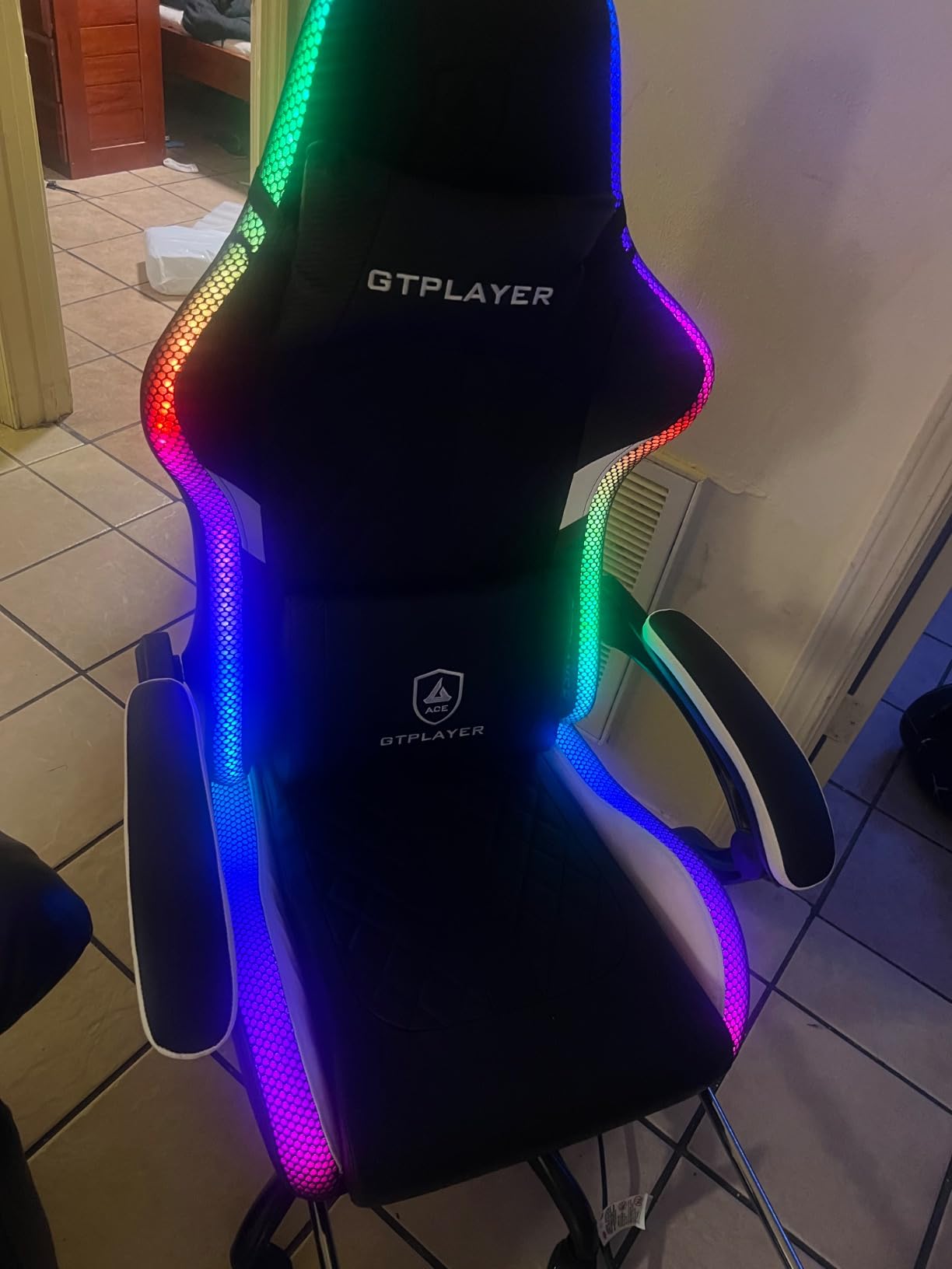 GTPLAYER RGB Gaming Chair, Computer Gamer Chair with Footrest and LED Lights, PC Gamer Chairs for Adults, High Back Reclining Office Chairs, Linkage Armrest (Black) Customer Review GTPLAYER RGB Gaming Chair, Computer Gamer Chair with Footrest and LED Lights, PC Gamer Chairs for Adults, High Back Reclining Office Chairs, Linkage Armrest (Black) - Customer Photo 1
