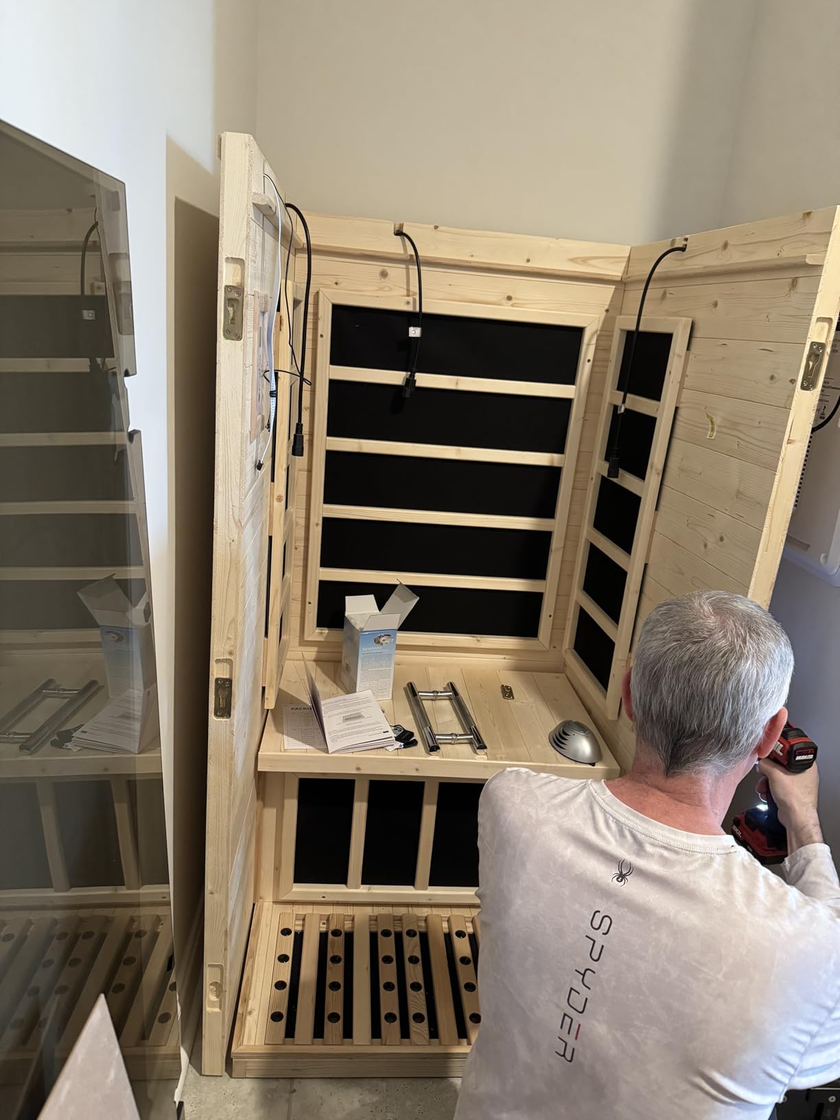 Dual System 2-3 Person Wooden Steam Sauna Room with 220V, 6 KW Toule Stove Heater, Luxurious Indoor Infrared Sauna Home with 8 Upgraded Heaters, Canadian Helmock, 71 Dual System 2-3 Person Wooden Steam Sauna Room with 220V, 6 KW Toule Stove Heater, Luxurious Indoor Infrared Sauna Home with 8 Upgraded Heaters, Canadian Helmock, 71