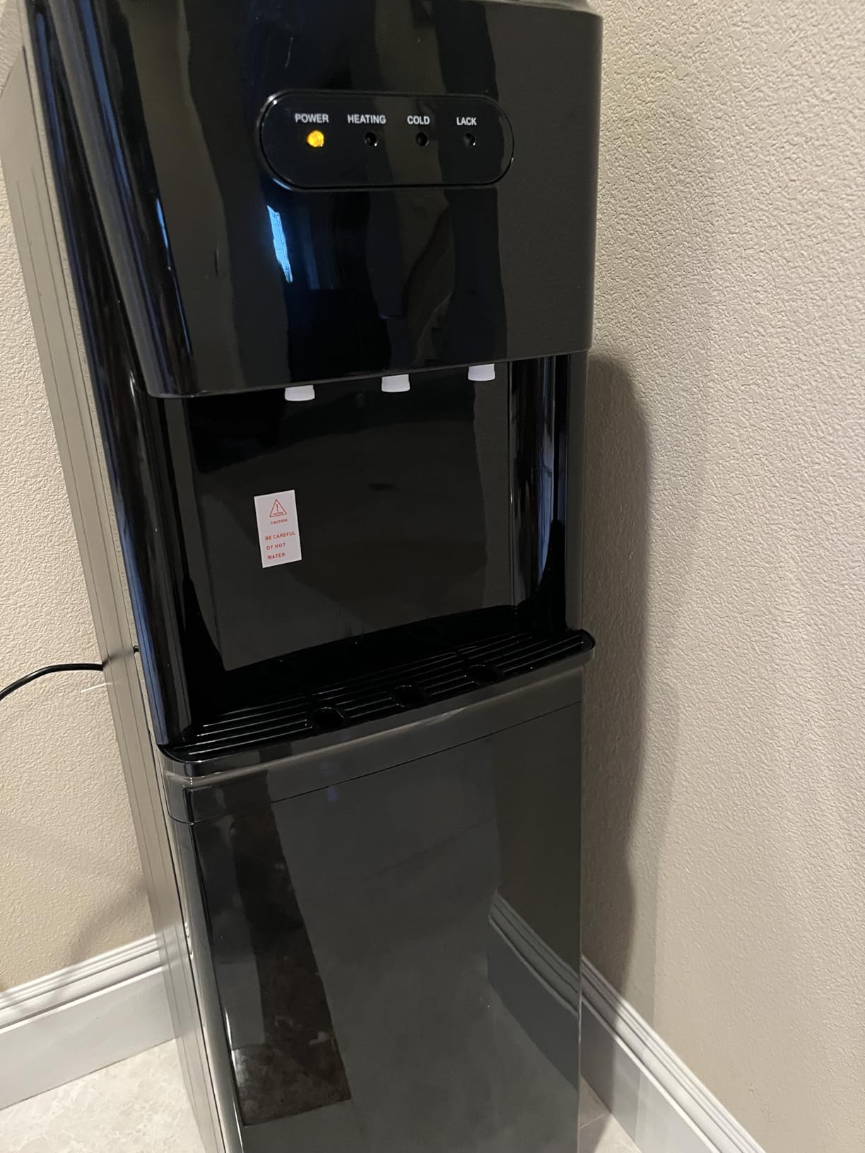 Bottom Loading Water Cooler Dispenser for 3 or 5 Gallon Bottles - Water Dispenser with Hot, Room & Cold Spouts, LED Display with Empty Bottle Alert, Child Safety Lock, Ebony Black Customer Review Bottom Loading Water Cooler Dispenser for 3 or 5 Gallon Bottles - Water Dispenser with Hot, Room & Cold Spouts, LED Display with Empty Bottle Alert, Child Safety Lock, Ebony Black - Customer Photo 1