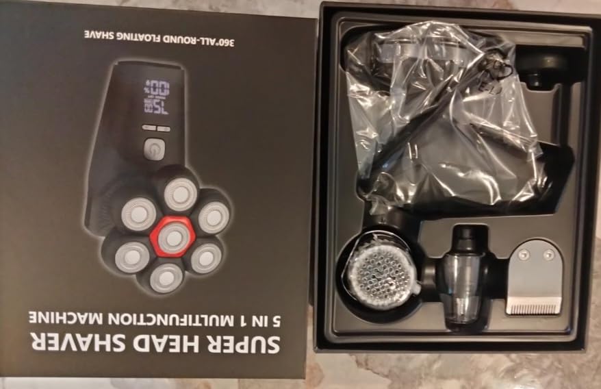 Head Shavers for Bald Men, 7D Head Shaver with LED Display, 3 Adjustable Modes, 10000 RPM High Speed Motor, IPX8 Waterproof, USB Fast Charging, Cimmerian Customer Review Head Shavers for Bald Men, 7D Head Shaver with LED Display, 3 Adjustable Modes, 10000 RPM High Speed Motor, IPX8 Waterproof, USB Fast Charging, Cimmerian - Customer Photo 1