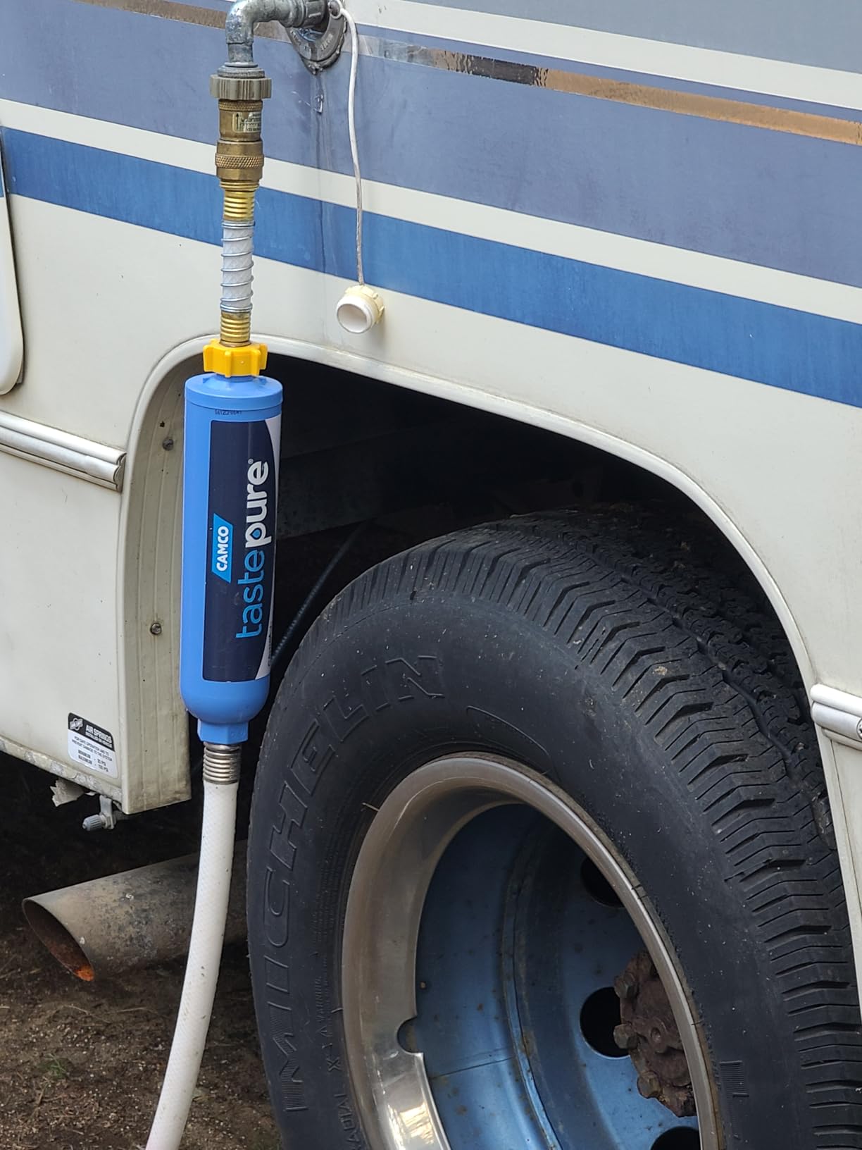 Camco Tastepure RV Water Filter - New & Advanced RV Inline Water Filter with Flexible Hose Protector - GAC & KDF Filtration - Made in USA - Camping Essentials for Fresh Drinking Water (40043) Customer Review Camco Tastepure RV Water Filter - New & Advanced RV Inline Water Filter with Flexible Hose Protector - GAC & KDF Filtration - Made in USA - Camping Essentials for Fresh Drinking Water (40043) - Customer Photo 1