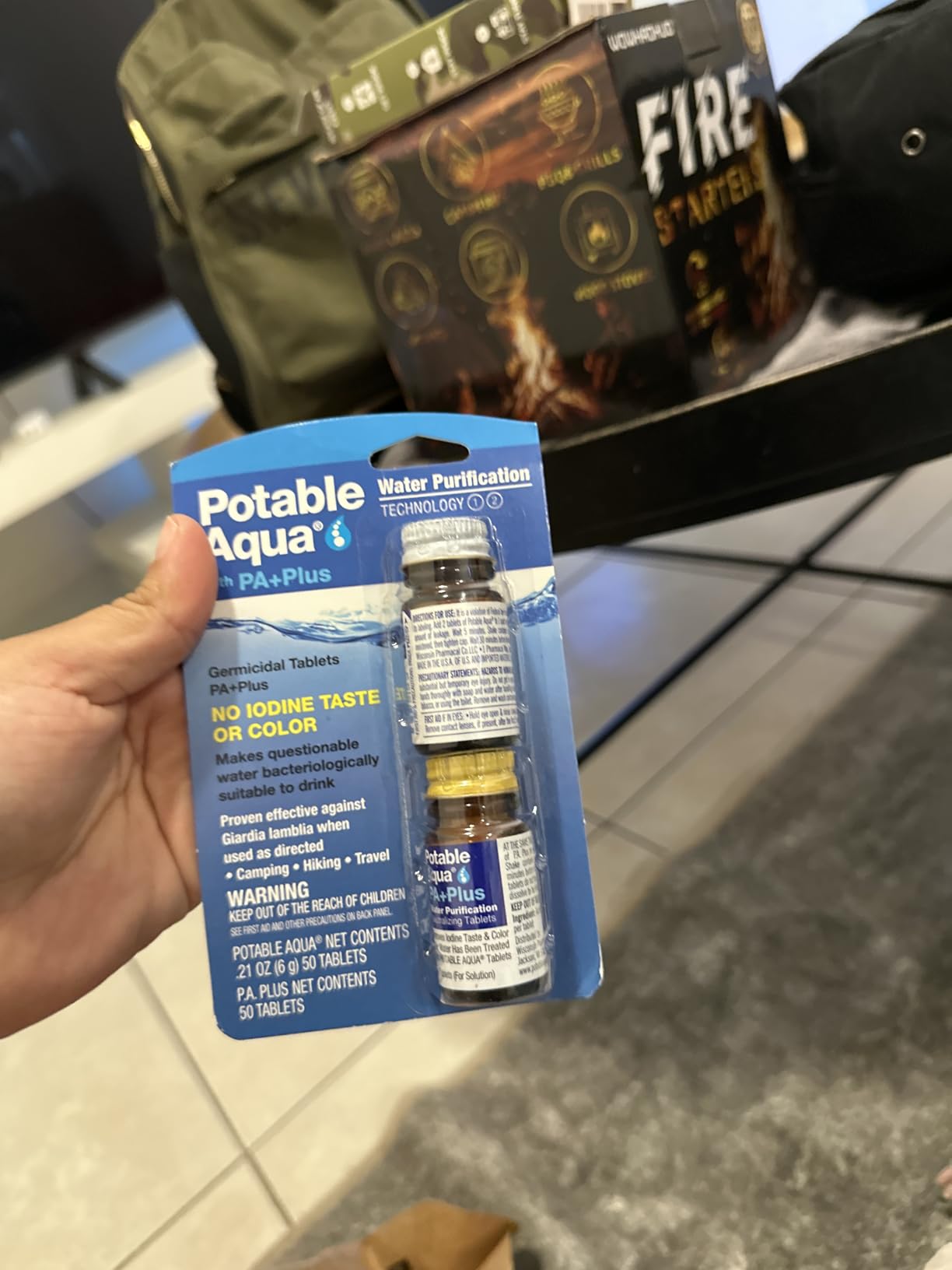 Potable Aqua Water Purification Tablets with PA Plus, Portable and Effective Solution for Camping, Hiking, Emergencies, Natural Disasters and International Travel, Two 50ct Bottles Customer Review Potable Aqua Water Purification Tablets with PA Plus, Portable and Effective Solution for Camping, Hiking, Emergencies, Natural Disasters and International Travel, Two 50ct Bottles - Customer Photo 2