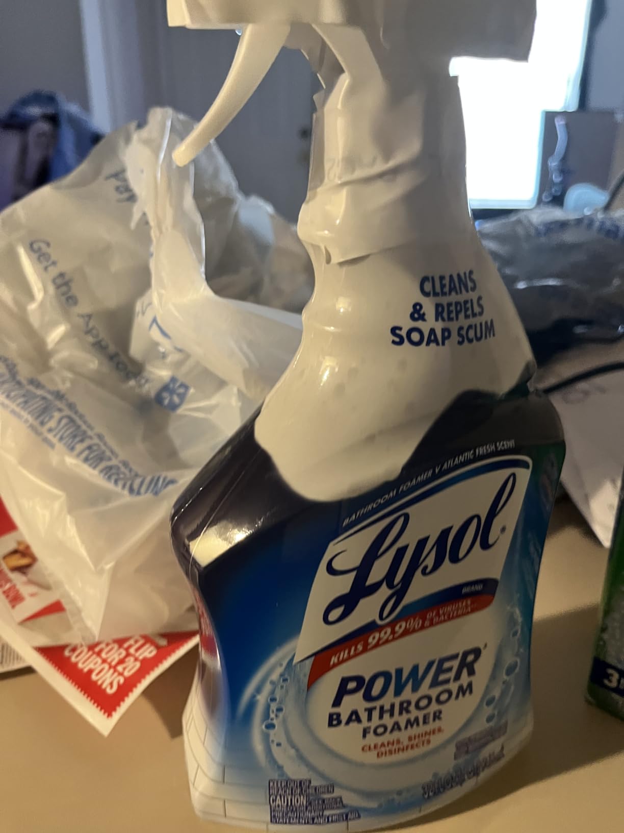 Lysol Power Foaming Bathroom Cleaner, Multipurpose Cleaner For Showers, Bathtubs, Sinks, Disinfectant Spray Kills 99.9% Of Germs, Zero Bleach Cleaning Spray, 32 Oz. Customer Review Lysol Power Foaming Bathroom Cleaner, Multipurpose Cleaner For Showers, Bathtubs, Sinks, Disinfectant Spray Kills 99.9% Of Germs, Zero Bleach Cleaning Spray, 32 Oz. - Customer Photo 1