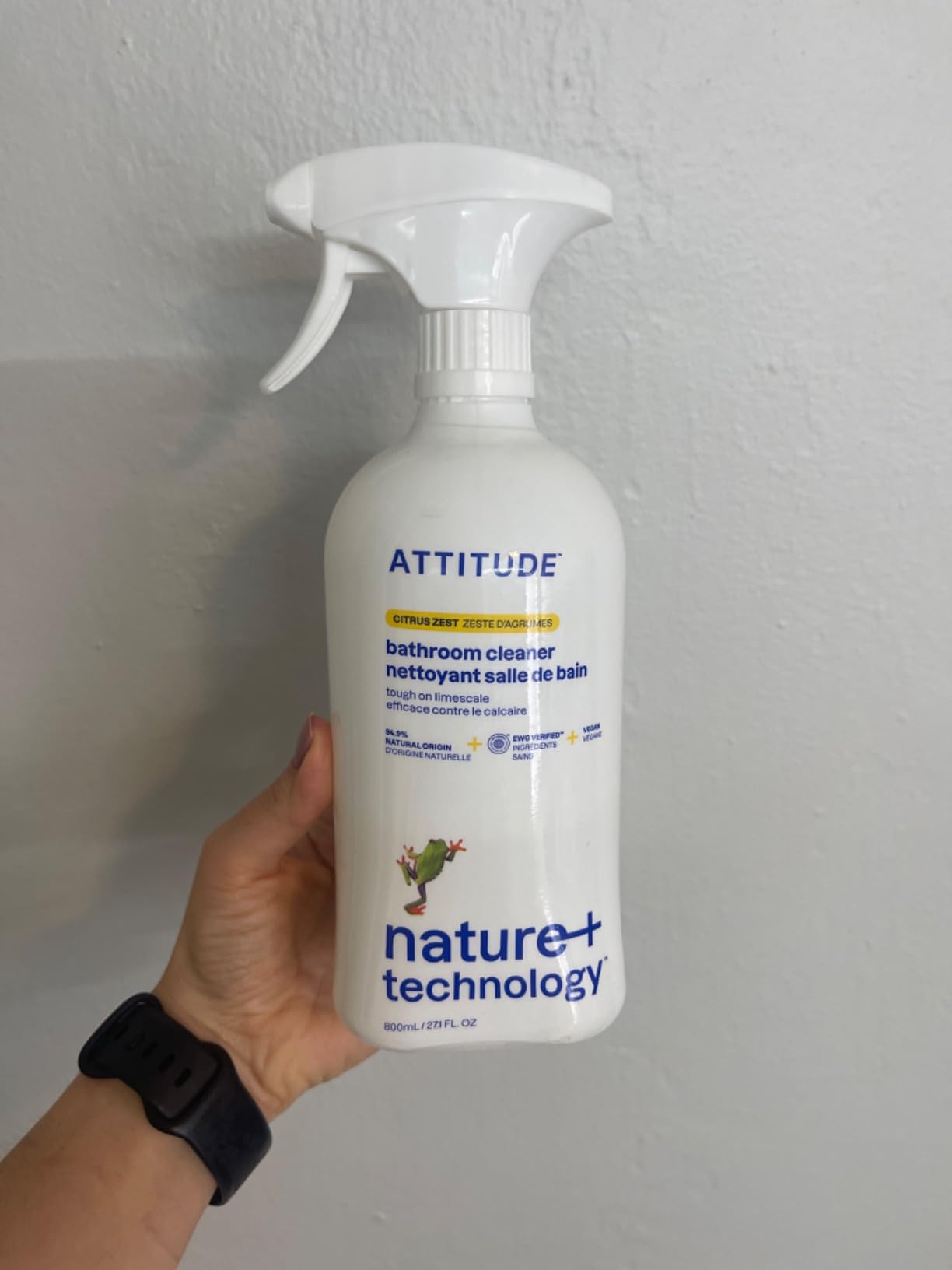 ATTITUDE Bathroom Cleaner Spray, EWG Verified, Plant-Based & Vegan, Safe for Bathroom Surfaces, Tiles, Tubs, Shower Walls, and Grout, Citrus Zest Scent, 27.1 Fl Oz Customer Review ATTITUDE Bathroom Cleaner Spray, EWG Verified, Plant-Based & Vegan, Safe for Bathroom Surfaces, Tiles, Tubs, Shower Walls, and Grout, Citrus Zest Scent, 27.1 Fl Oz - Customer Photo 3