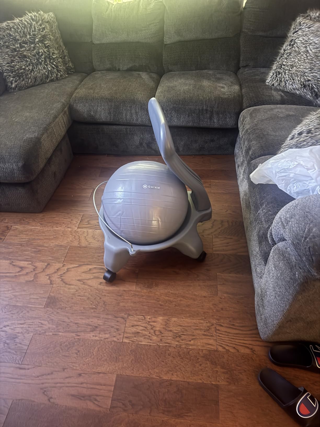 Gaiam Classic Balance Ball Chair – Ergonomic Stability Chair for Desk & Office | Yoga Ball Seat with Base, Air Pump, & Exercise Guide | Improves Posture & Core Strength (300 lb Capacity) Customer Review Gaiam Classic Balance Ball Chair – Ergonomic Stability Chair for Desk & Office | Yoga Ball Seat with Base, Air Pump, & Exercise Guide | Improves Posture & Core Strength (300 lb Capacity) - Customer Photo 1