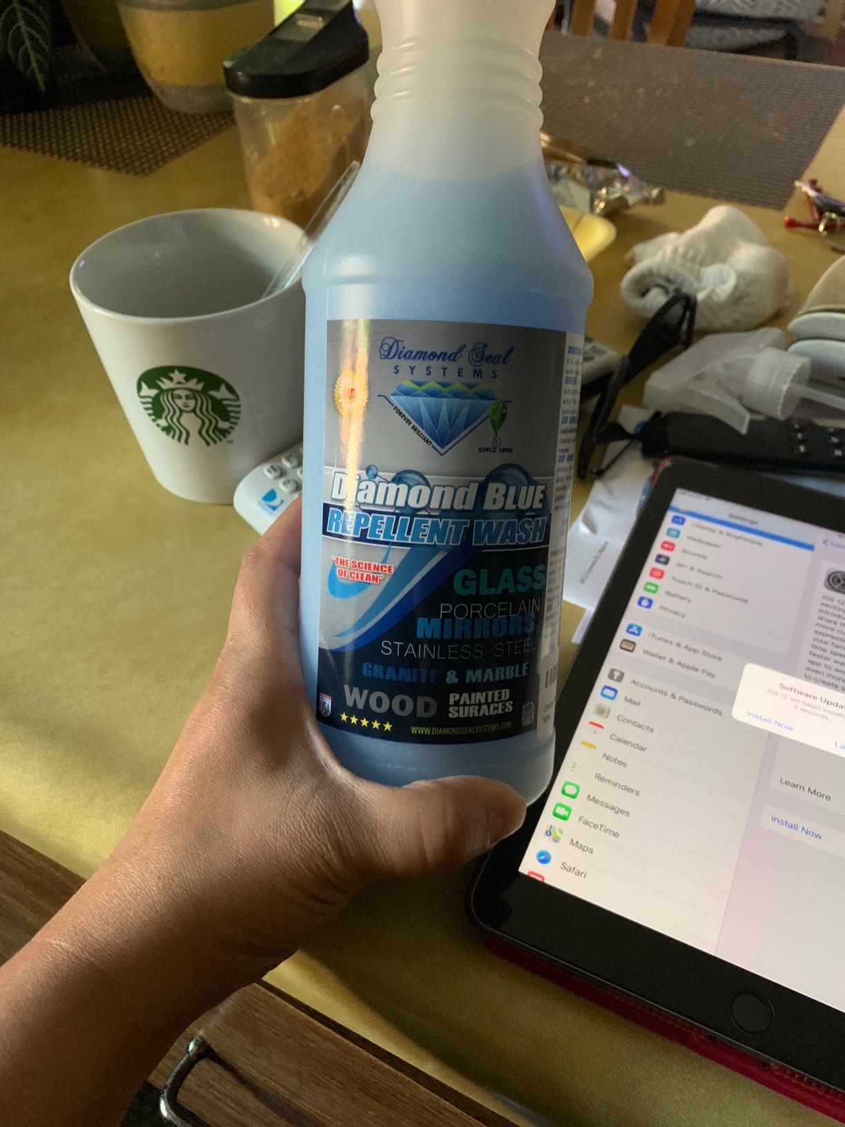 Made in the USA. Diamond Blue Repellent Wash Multi Surface. Cleans,Shine Best Cleaner for Glass, Granite, Countertops Wood & Stainless Steel. Direct from the Manufacturer 32oz Easy to use spray bottle Customer Review Made in the USA. Diamond Blue Repellent Wash Multi Surface. Cleans,Shine Best Cleaner for Glass, Granite, Countertops Wood & Stainless Steel. Direct from the Manufacturer 32oz Easy to use spray bottle - Customer Photo 1